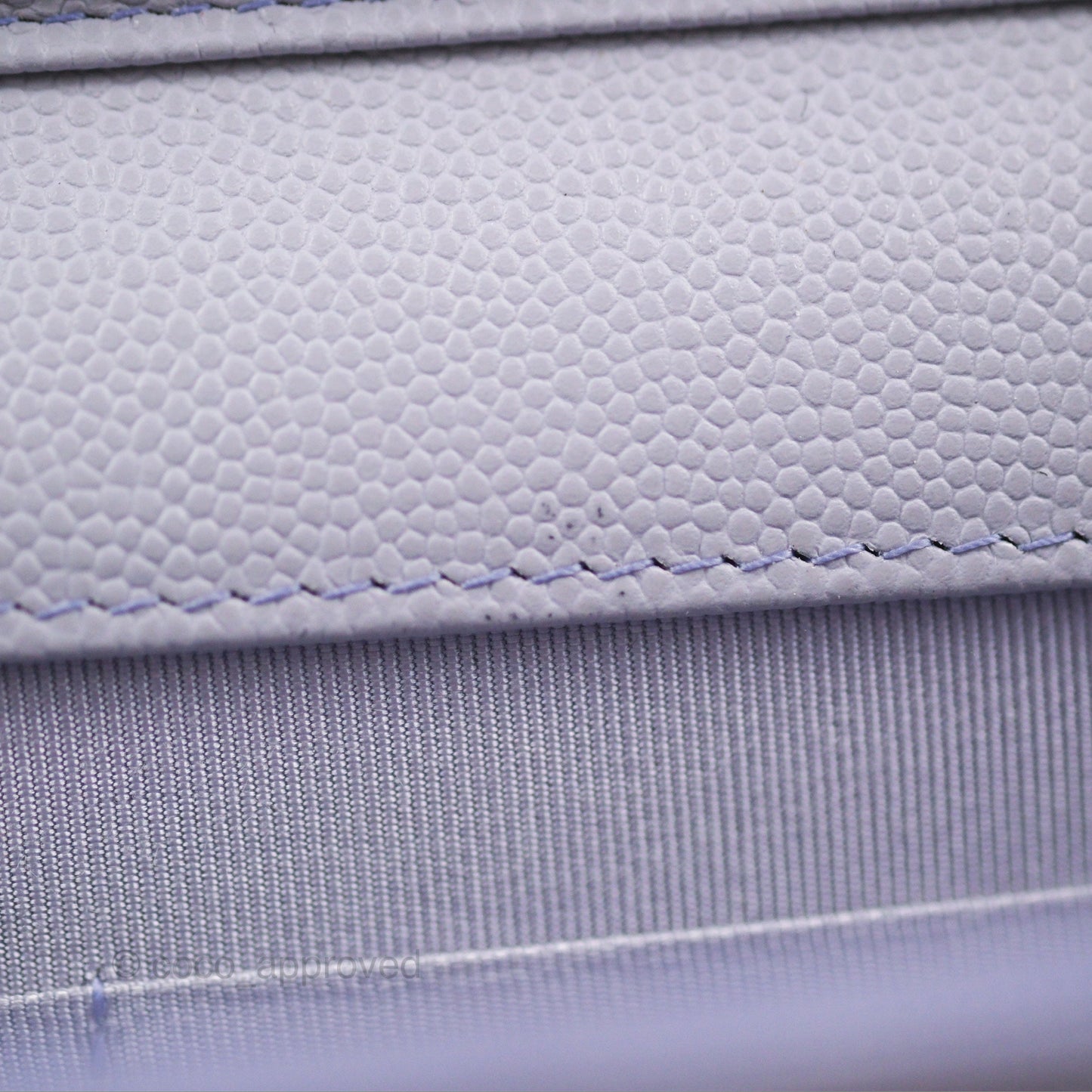 Chanel Quilted Classic Wallet on Chain WOC Lilac Caviar Silver Hardware