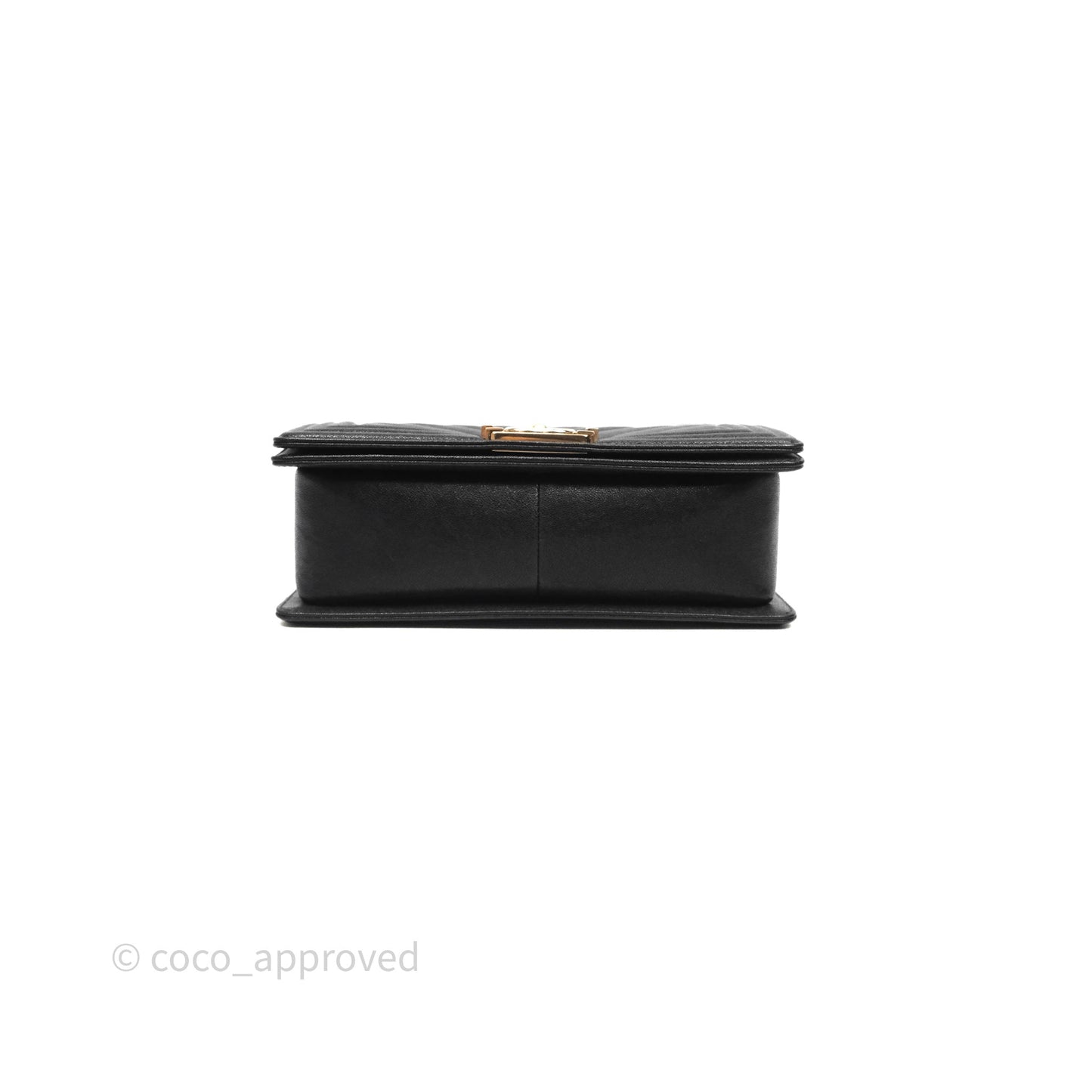 Chanel Medium Boy Chevron Black Caviar Light Gold Hardware