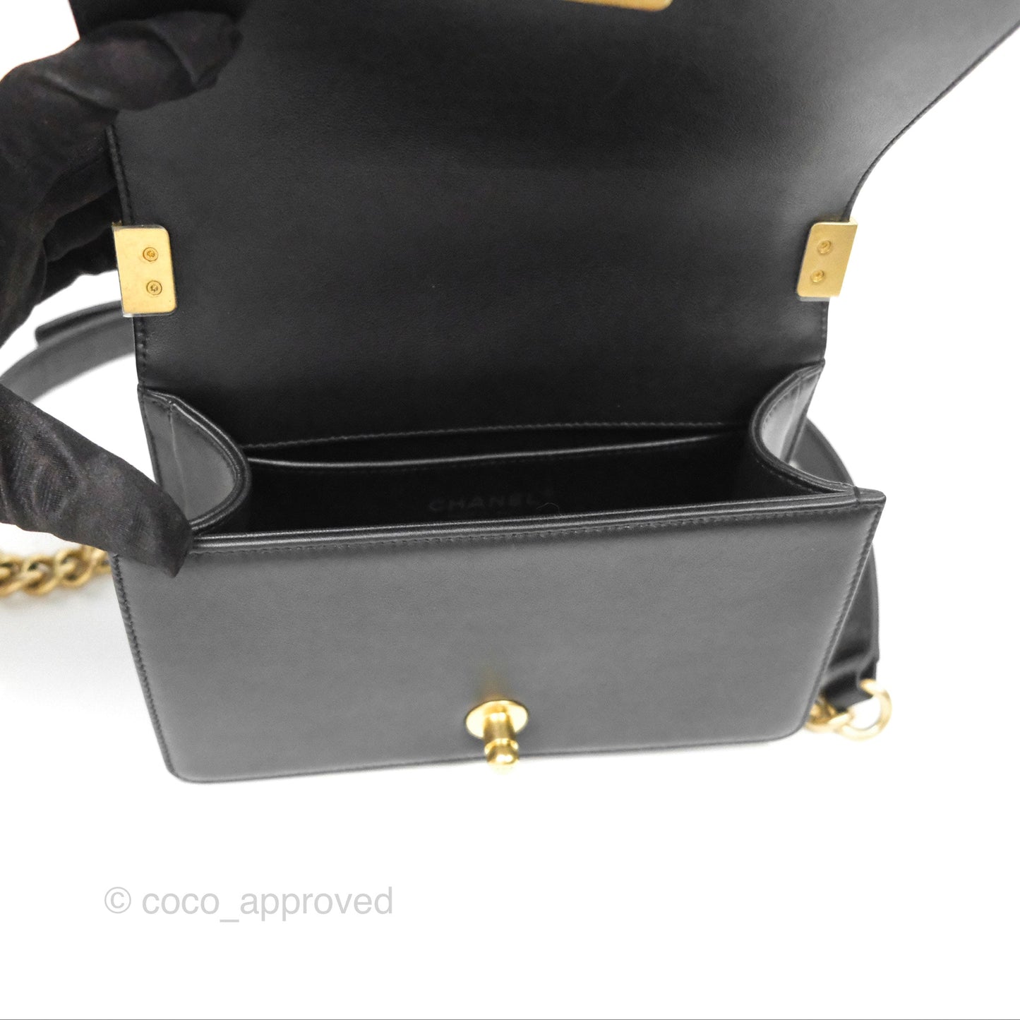 Chanel Small Boy Black Calfskin Gold Hardware