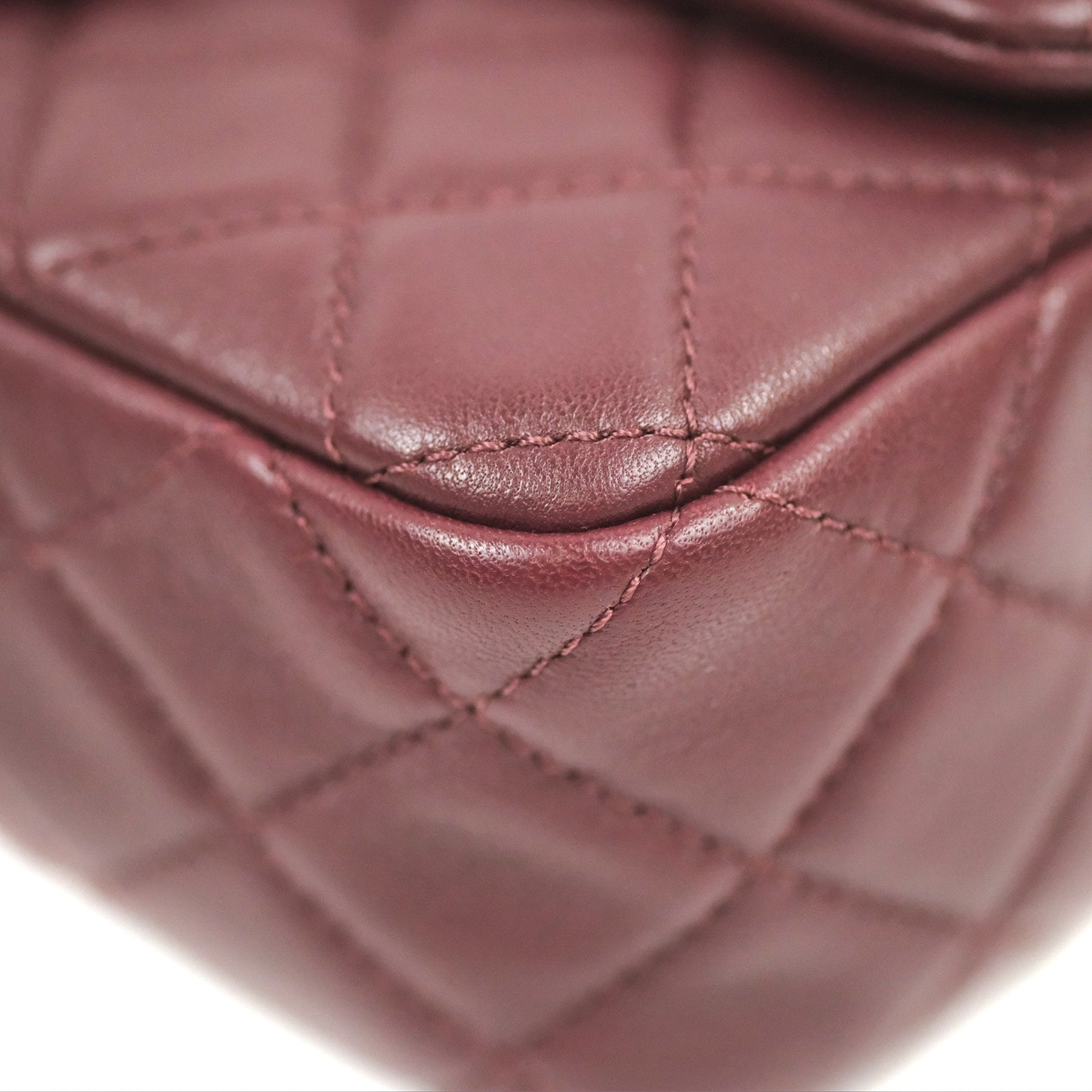 Chanel Mini Rectangular Pearl Crush Burgundy Lambskin Aged Gold Hardware