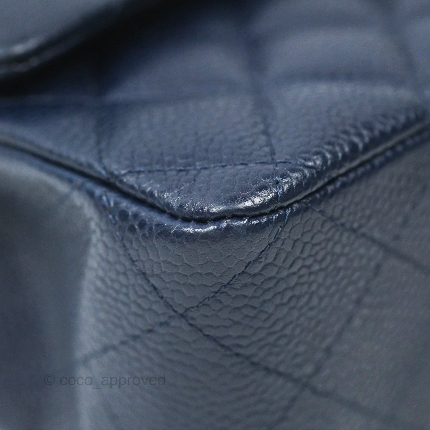 Chanel Classic M/L Medium Flap Quilted Navy Caviar Silver Hardware