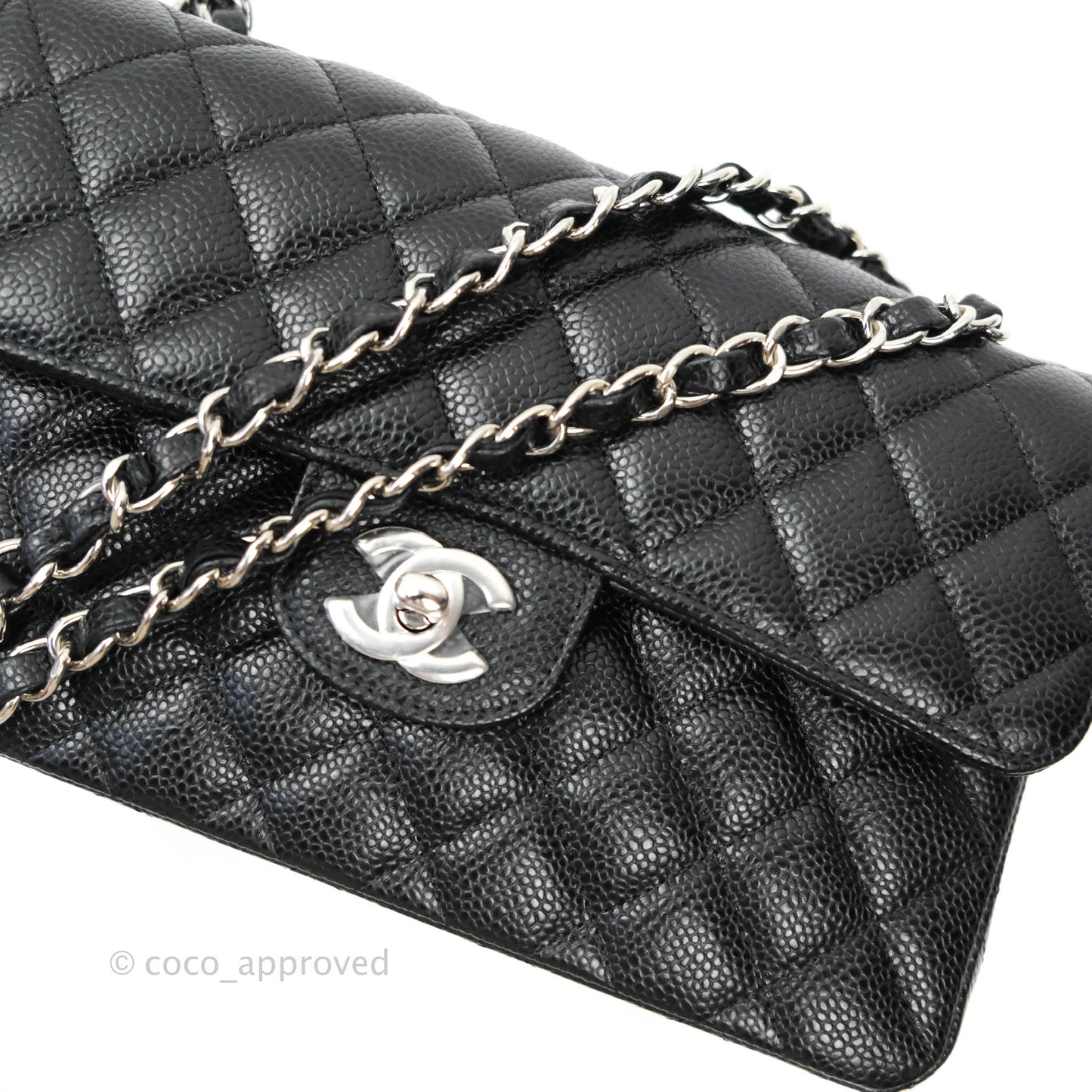 Chanel Classic Small S/M Flap Black Caviar Silver Hardware