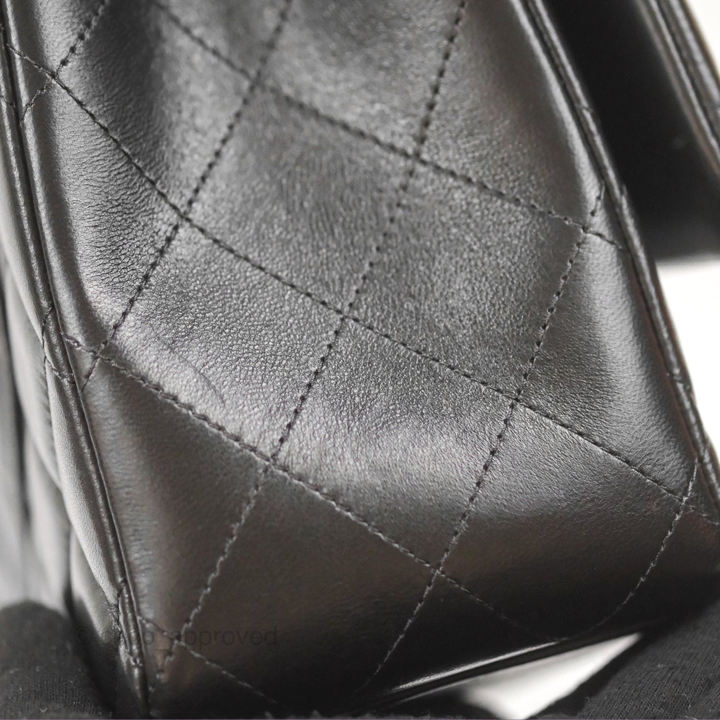 Chanel Quilted Maxi Double Flap Black Lambskin Silver Hardware