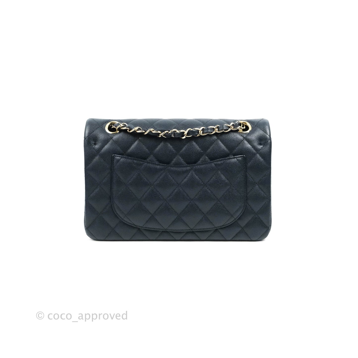 Chanel Classic Small S/M Flap Navy Blue Caviar Gold Hardware 21P