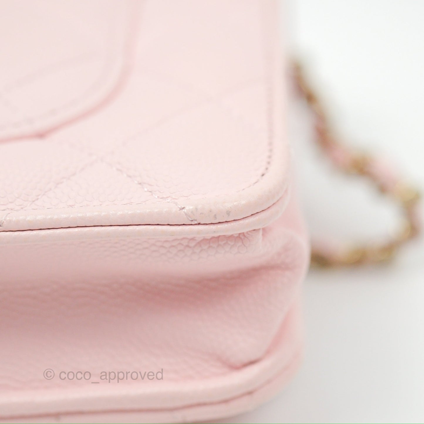 Chanel Quilted Classic Wallet On Chain WOC Pink Caviar Gold Hardware