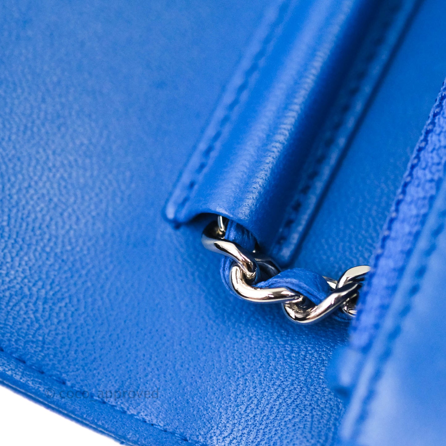 Chanel Quilted Wallet on Chain WOC Blue Lambskin Silver Hardware