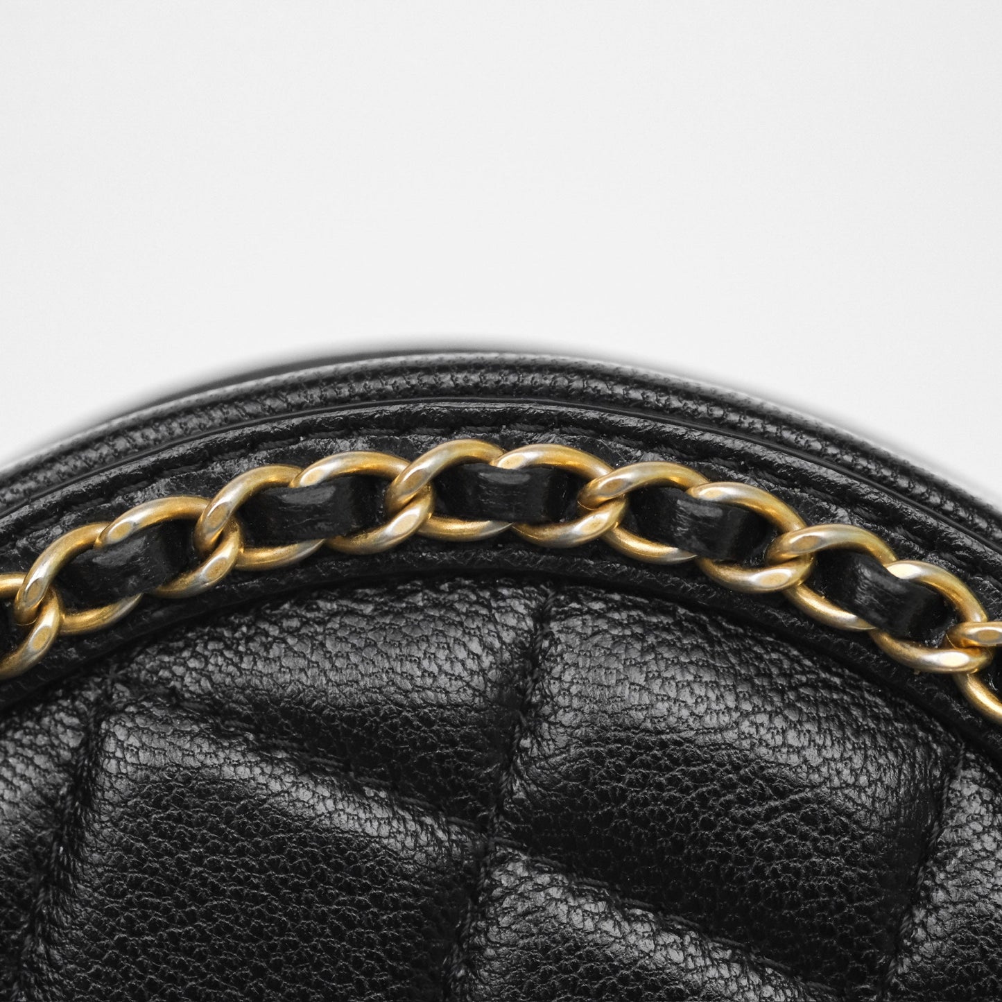 Chanel Chained Round Filigree Clutch With Chain Black Lambskin Gold Hardware