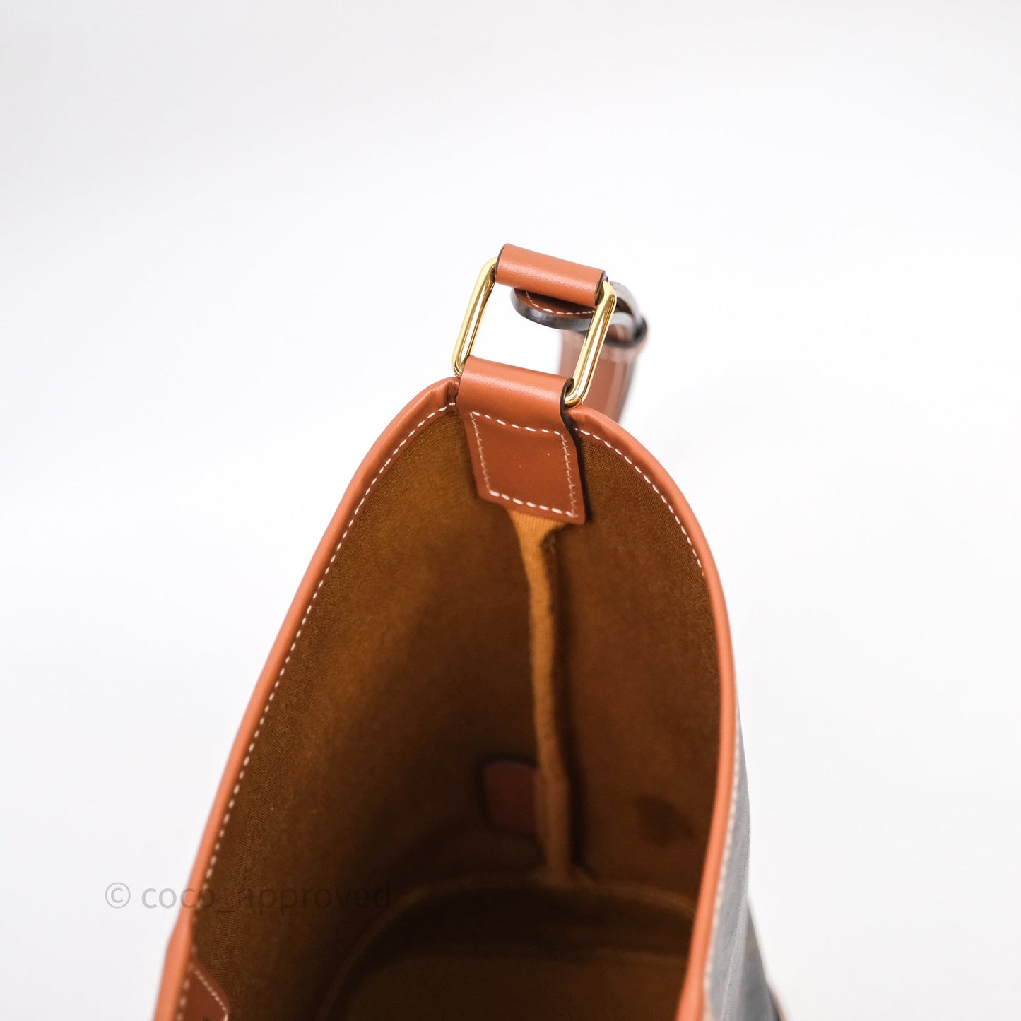 Celine Small Bucket Triomphe Canvas Tan Calfskin