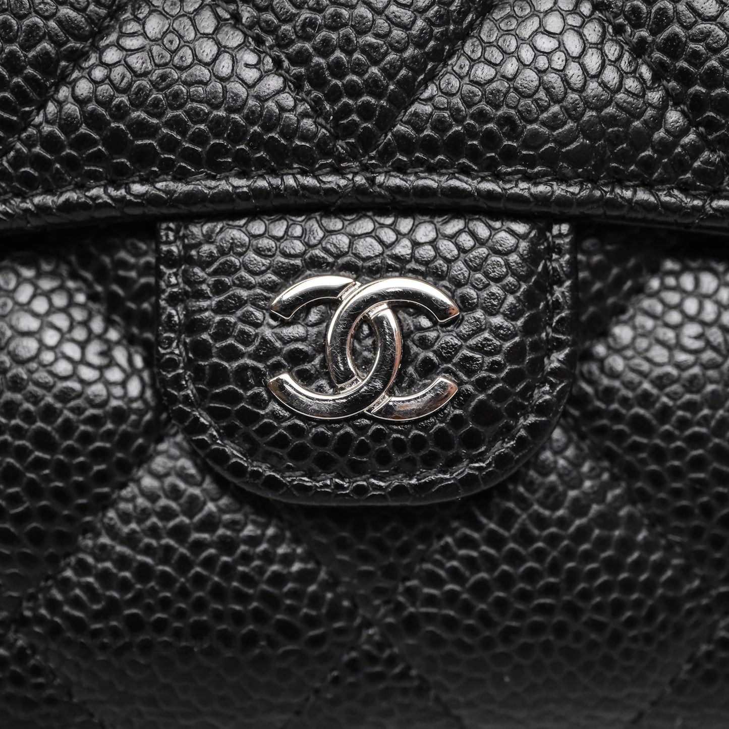 Chanel Classic Short Flap Wallet Black Caviar Silver Hardware