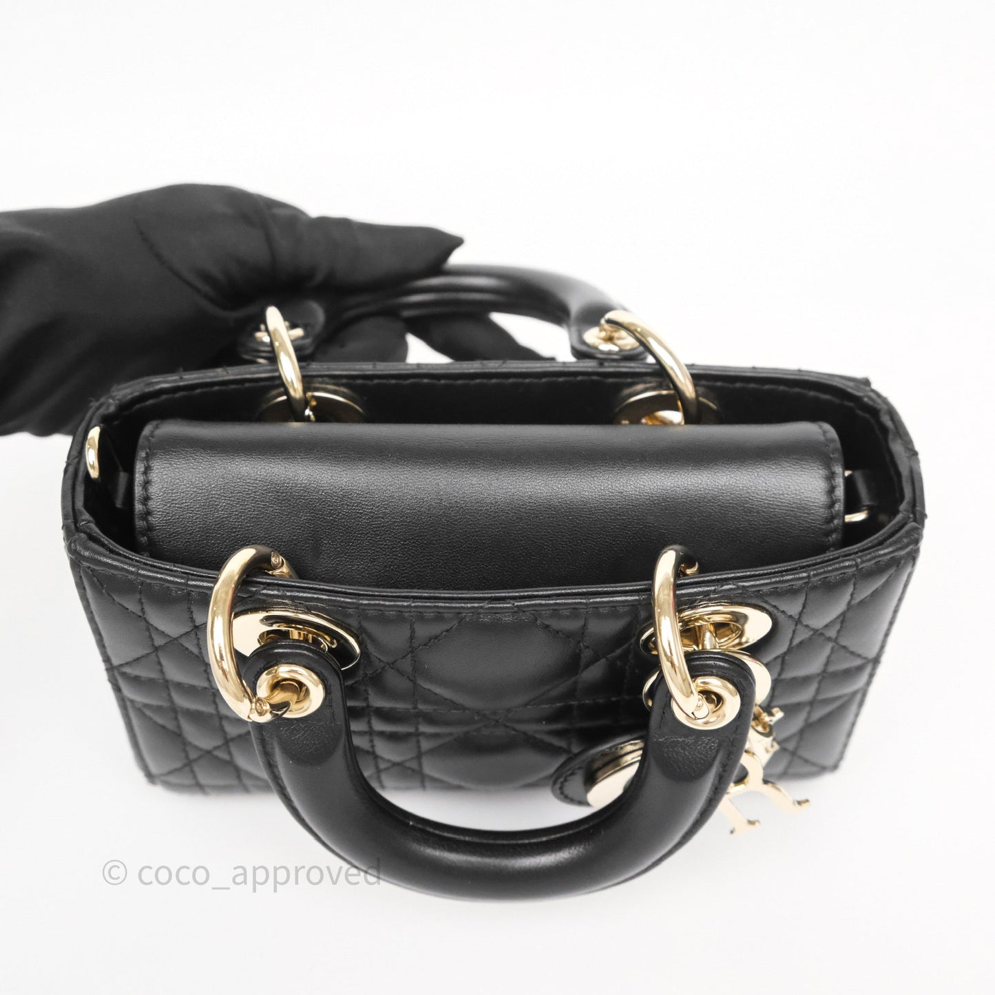 Christian Dior Lady D-Joy Micro Bag Antique Black Lambskin