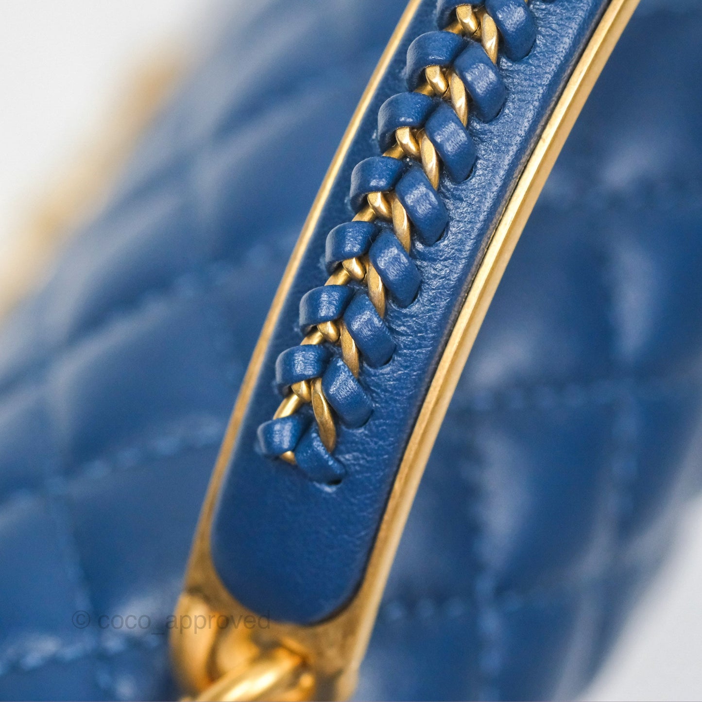 Chanel Quilted Medium Boy With Handle Dark Blue Calfskin Aged Gold Hardware