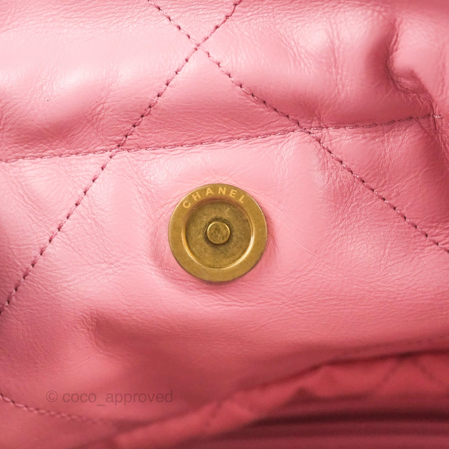 Chanel 22 Small  Light Pink Shiny Calfskin Aged Gold Hardware