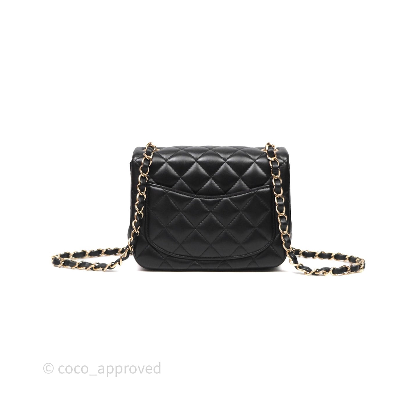 Chanel Mini Square Quilted Black Lambskin Gold Hardware