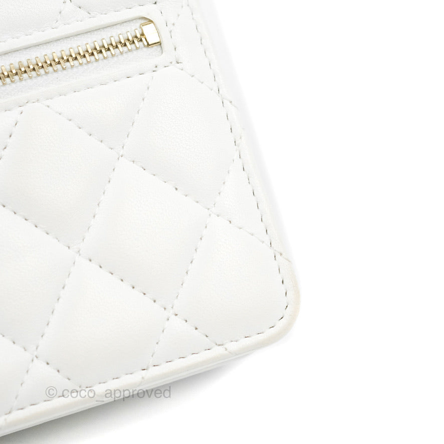 Chanel Mini Resin Chain Wallet on Chain WOC White Lambskin Gold Hardware