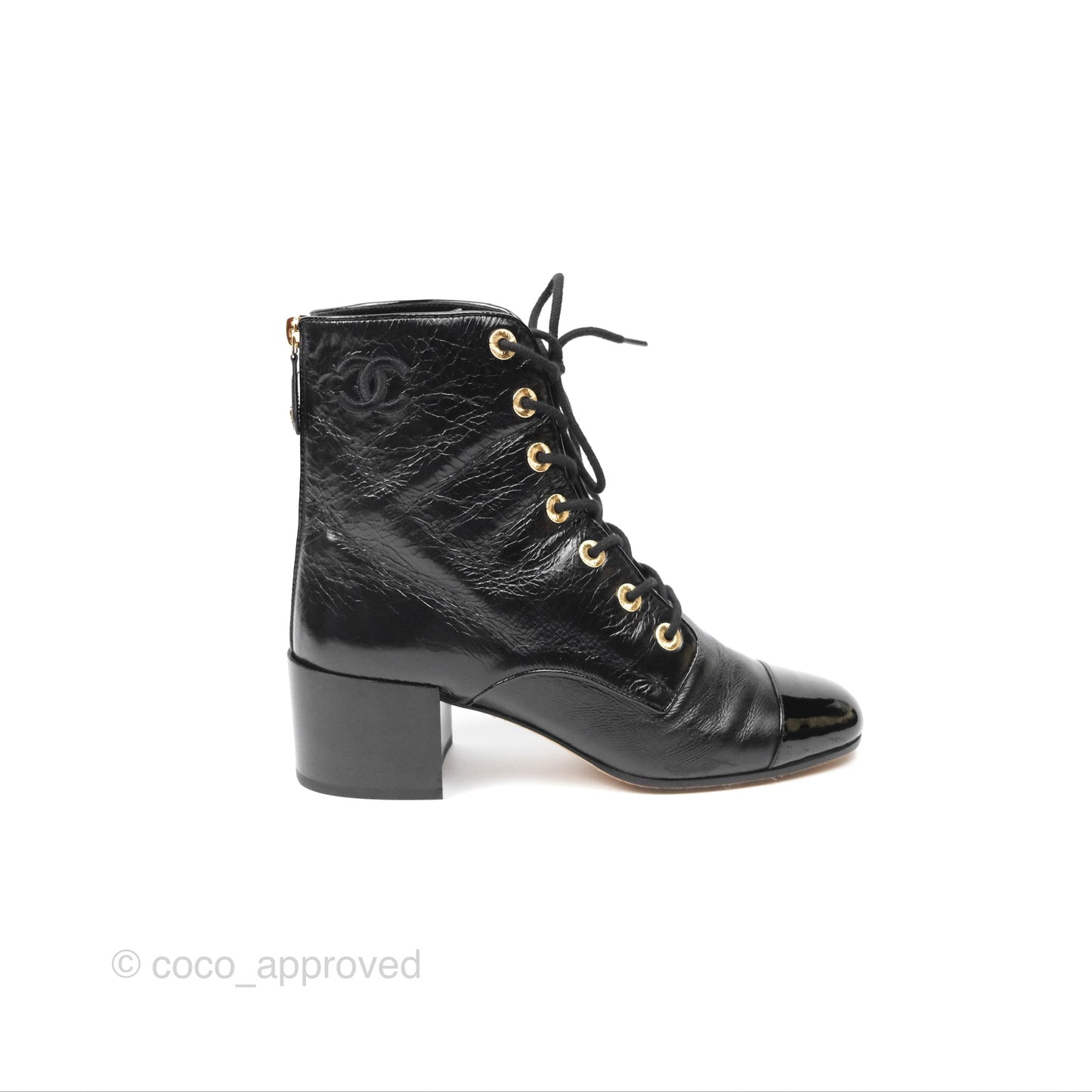 Chanel CC Calfskin Short Boots Black Size 39