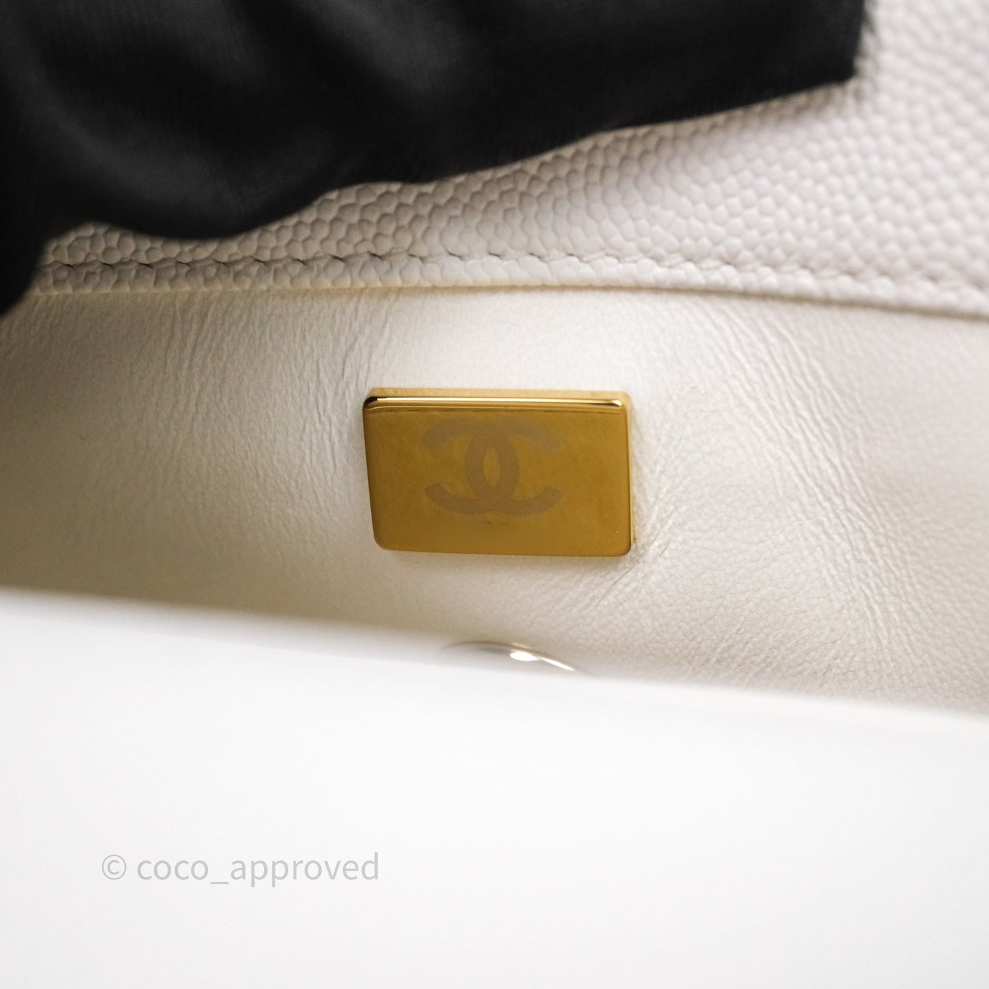 Chanel Mini Coco Handle Quilted White Caviar Gold Hardware
