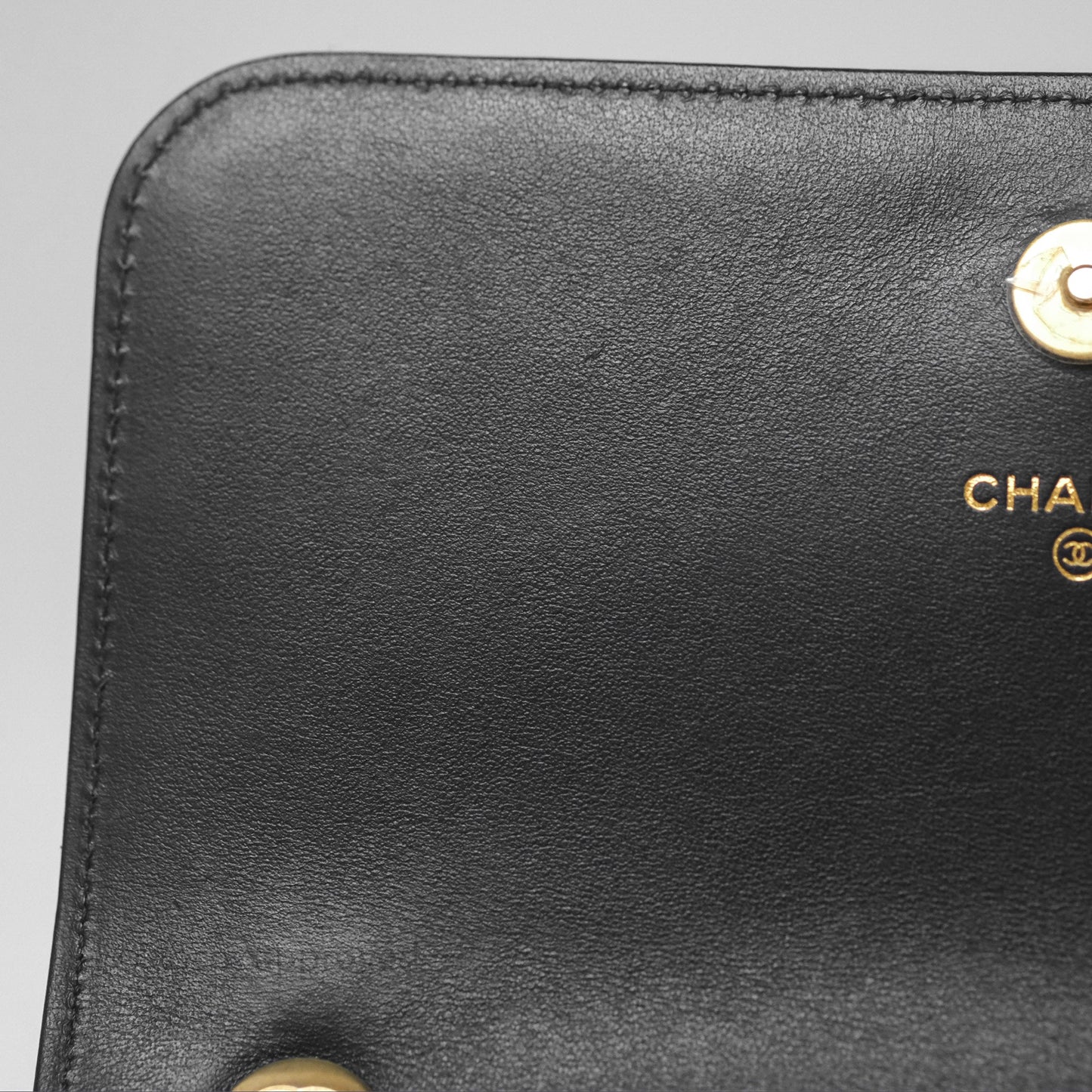 Chanel Quilted Medallion Wallet on Chain WOC Black Glossy Lambskin Gold Hardware 22K