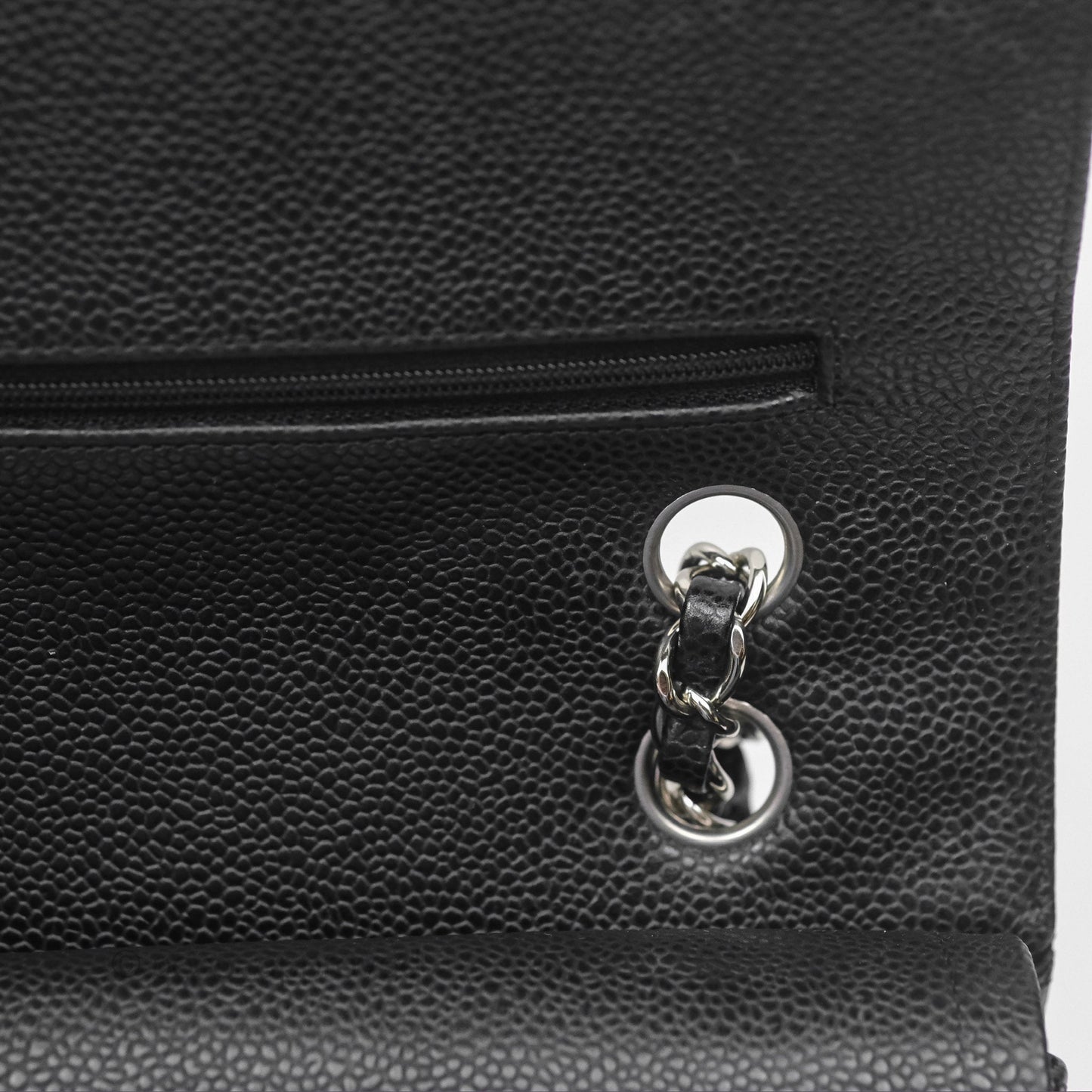 Chanel Classic M/L Medium Flap Quilted Black Caviar Silver Hardware