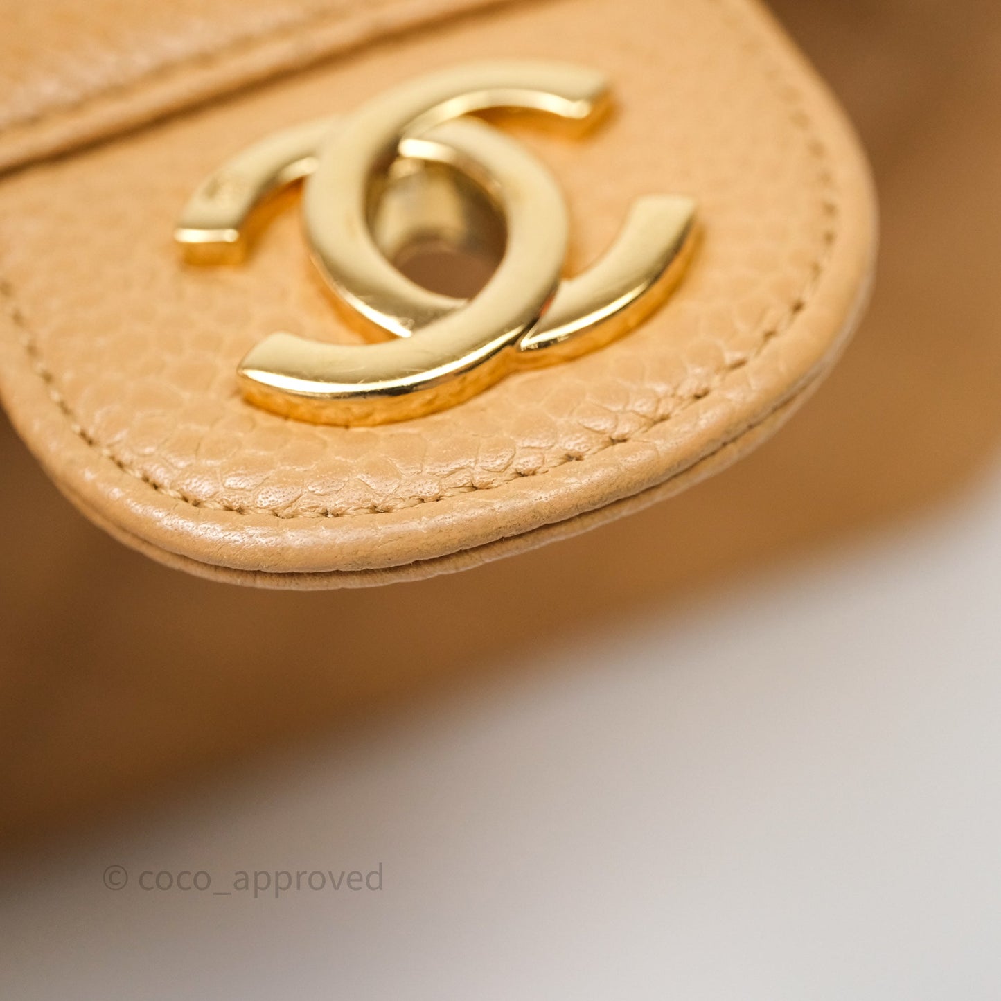 Chanel Vintage Mini Square Beige Caviar Gold Hardware