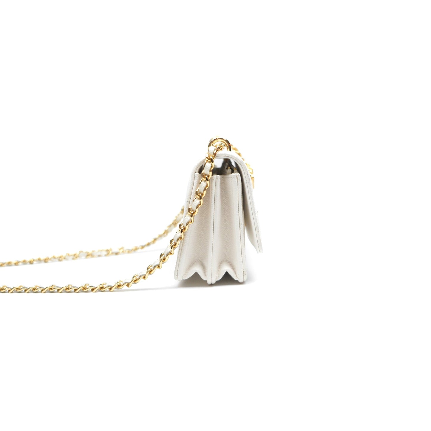 Chanel Mini WOC Bag Charm White Caviar Gold Hardware