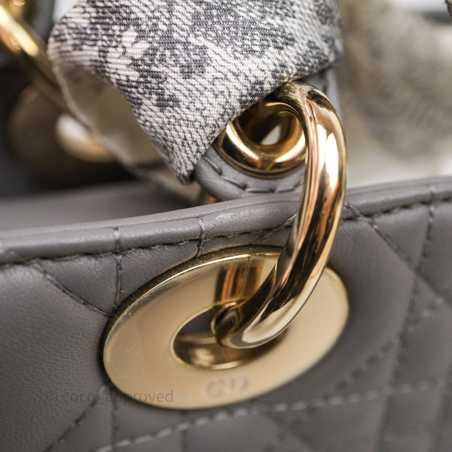 Christian Dior Small Lady Dior Grey Lambskin Gold Hardware