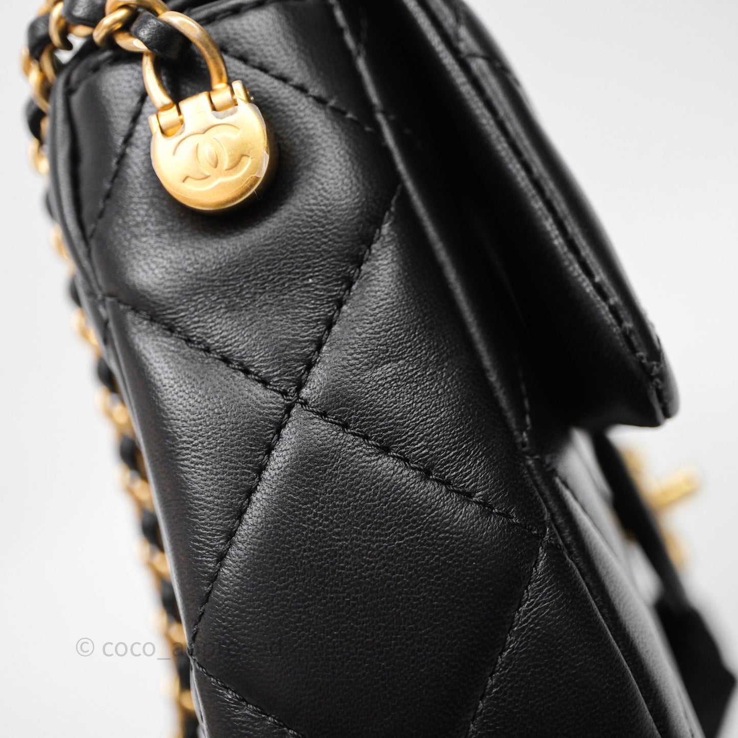 Chanel My Perfect Mini With Pearl Quilted Black Lambskin Gold Hardware
