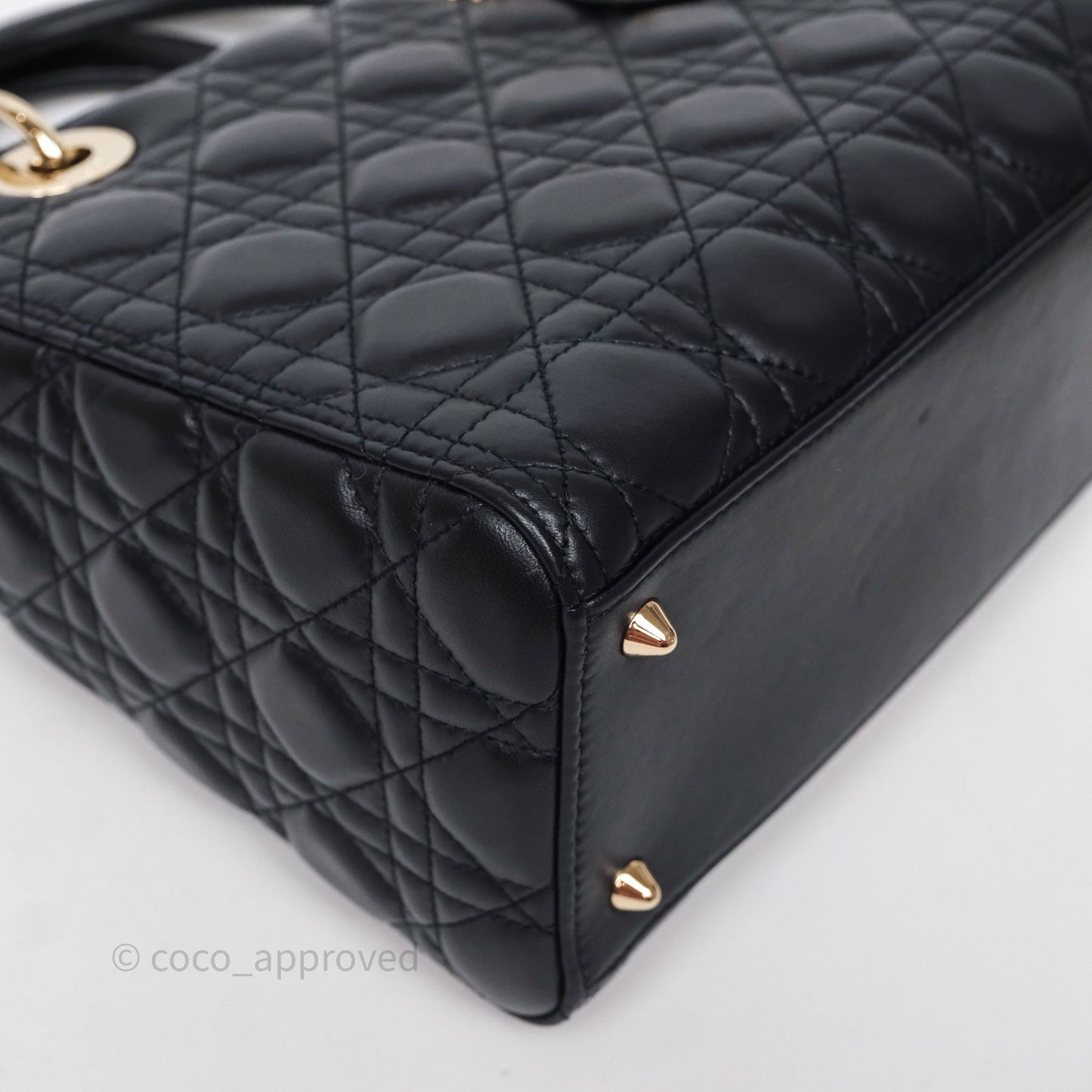 Christian Dior Medium Lady Dior Navy Lambskin Gold Hardware