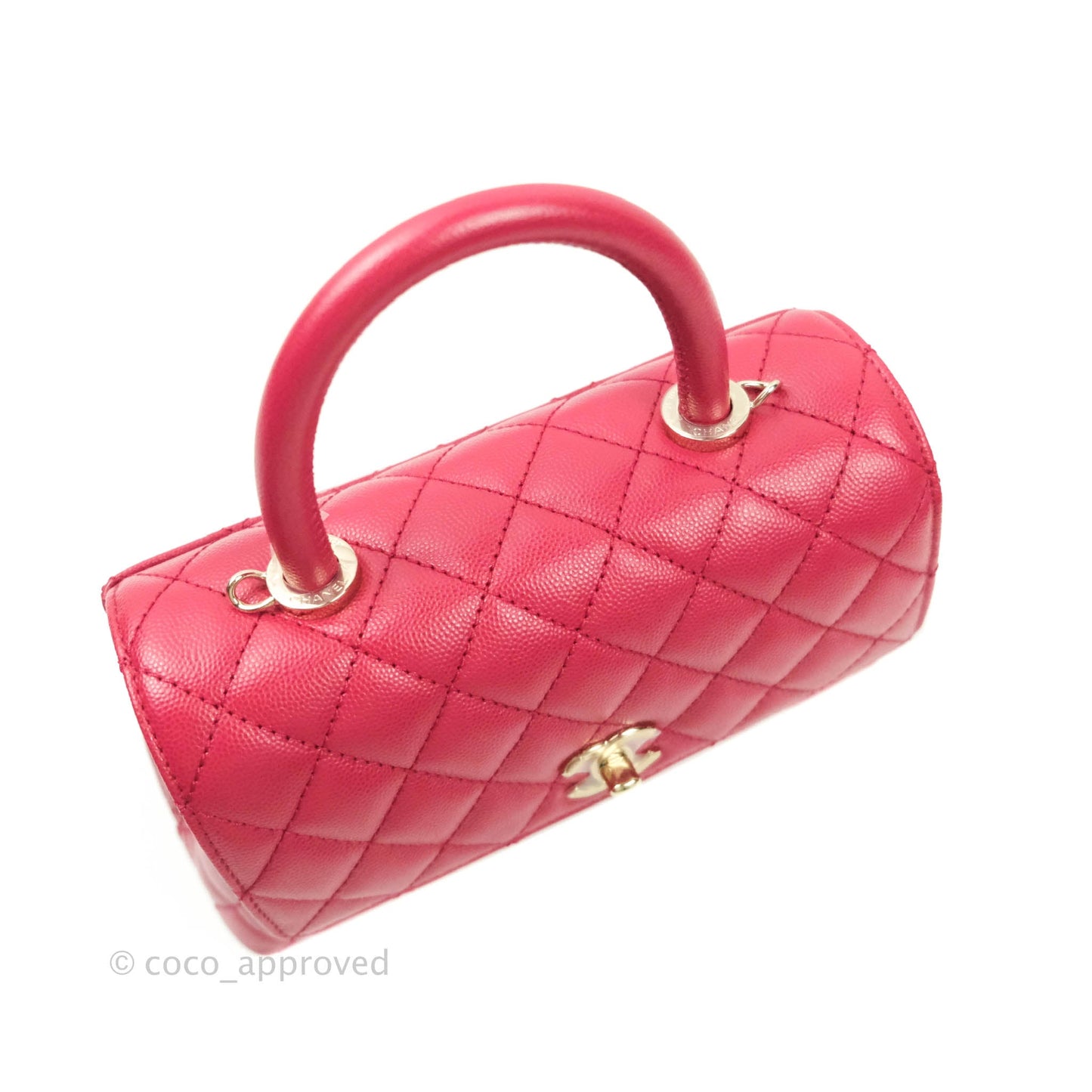 Chanel Mini (Small) Coco Handle Quilted Red Caviar Gold Hardware 21A
