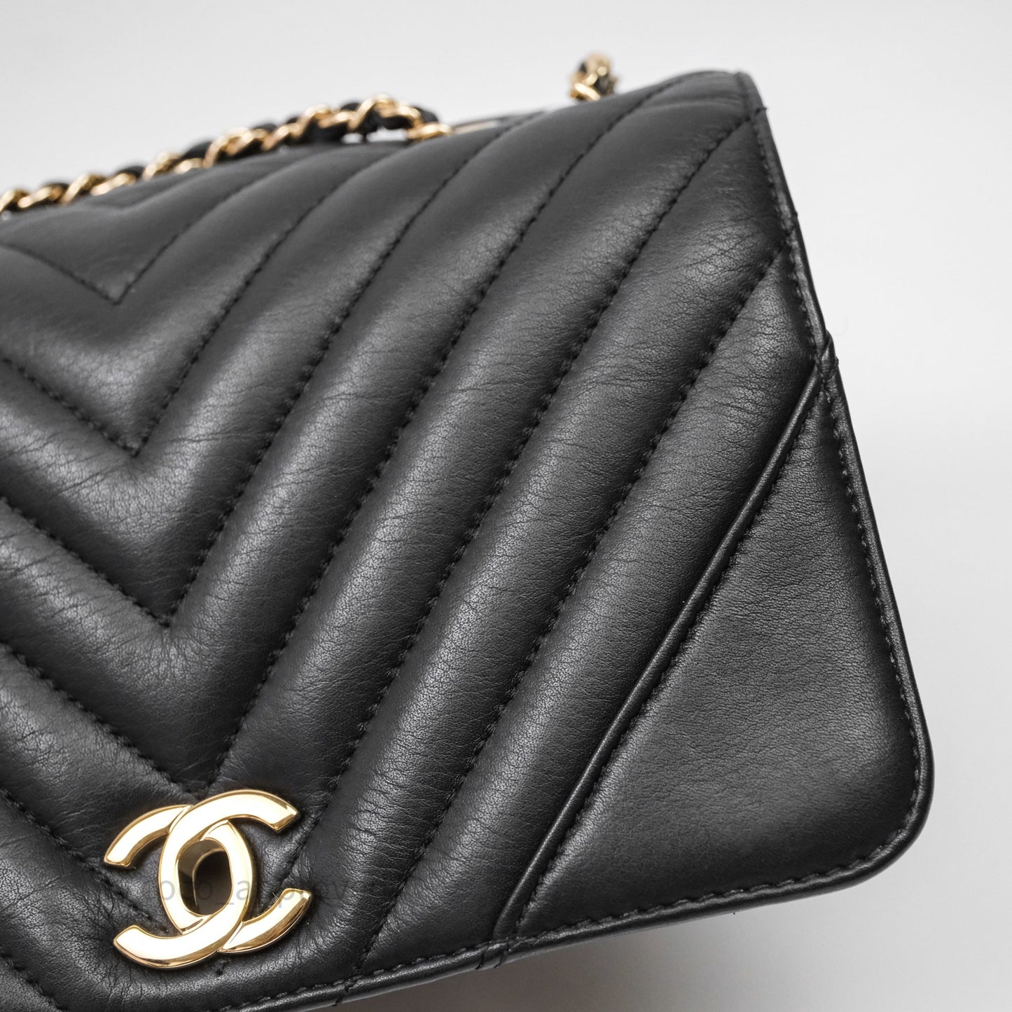Chanel Small Statement Chevron Flap Bag Black Gold Hardware