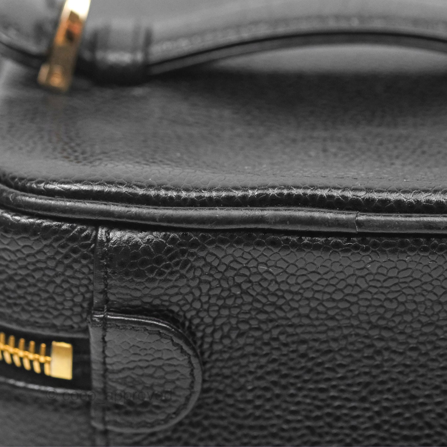Chanel Vintage Vanity Case Black Caviar Gold Hardware