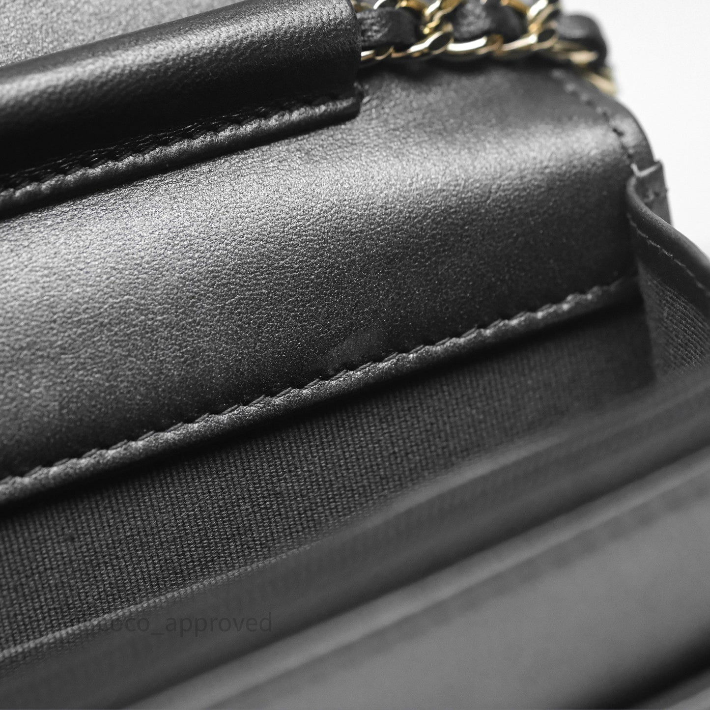Chanel Wallet On Chain WOC Iridescent Dark Grey Lambskin Gold Hardware