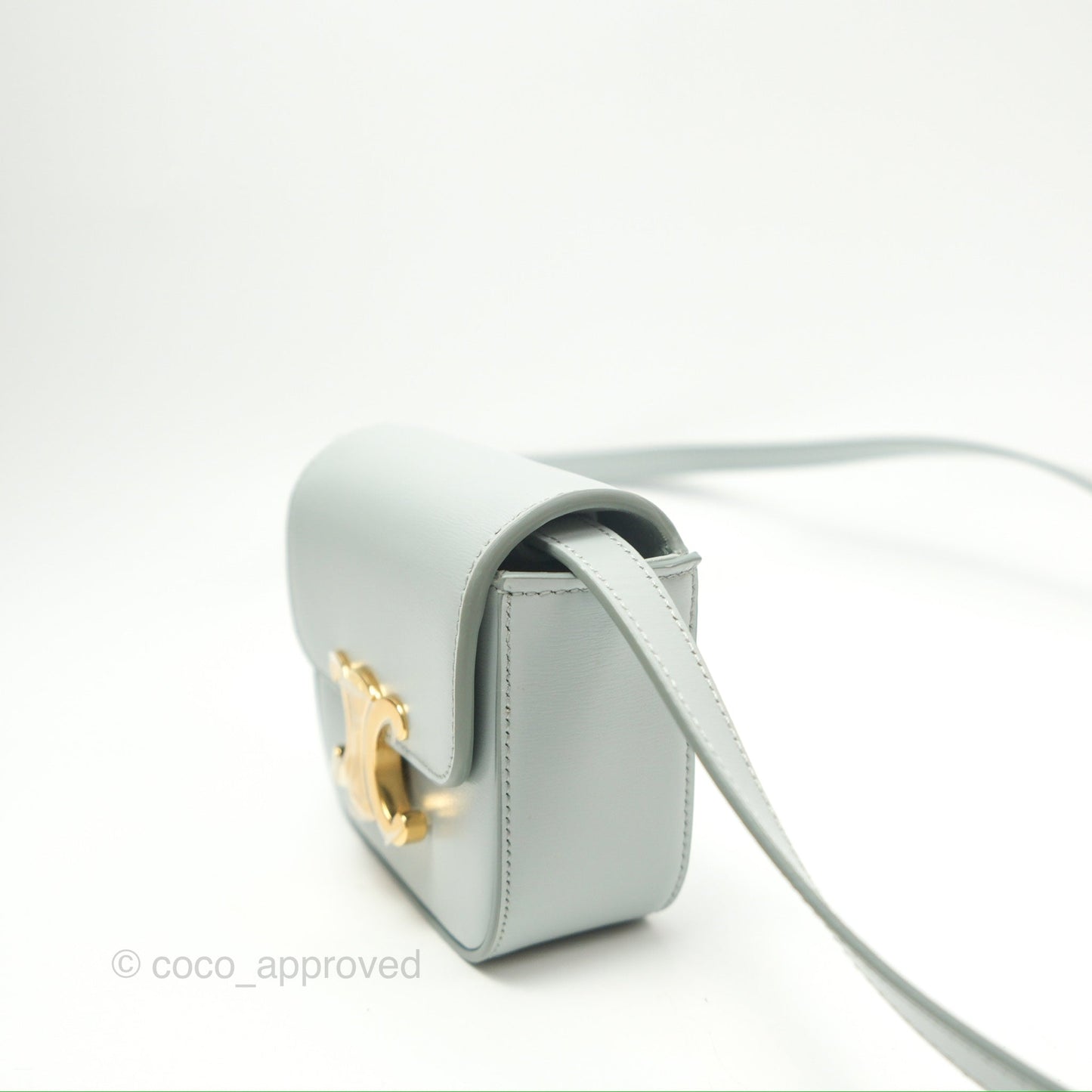Celine Mini Claude Triomphe Bag Shiny Calfskin Soft Blue