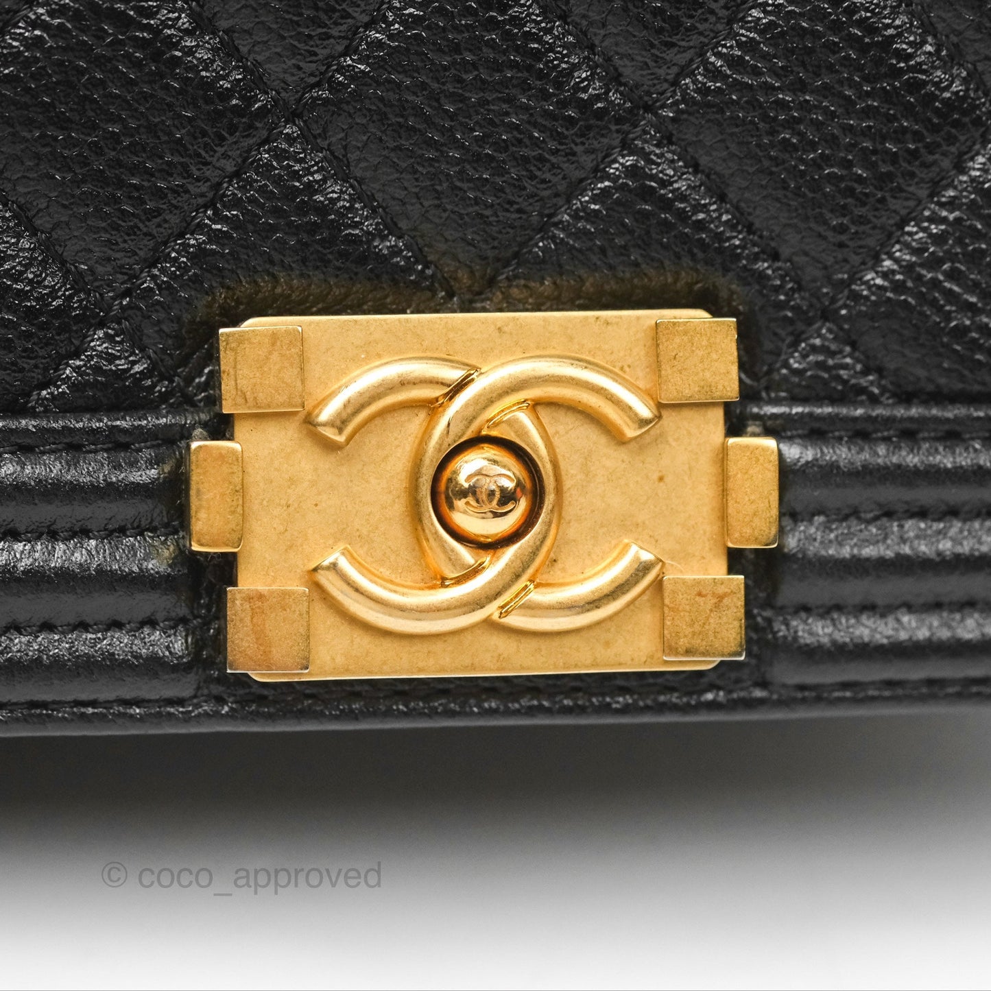Chanel Mini Boy Black Caviar Aged Gold Hardware
