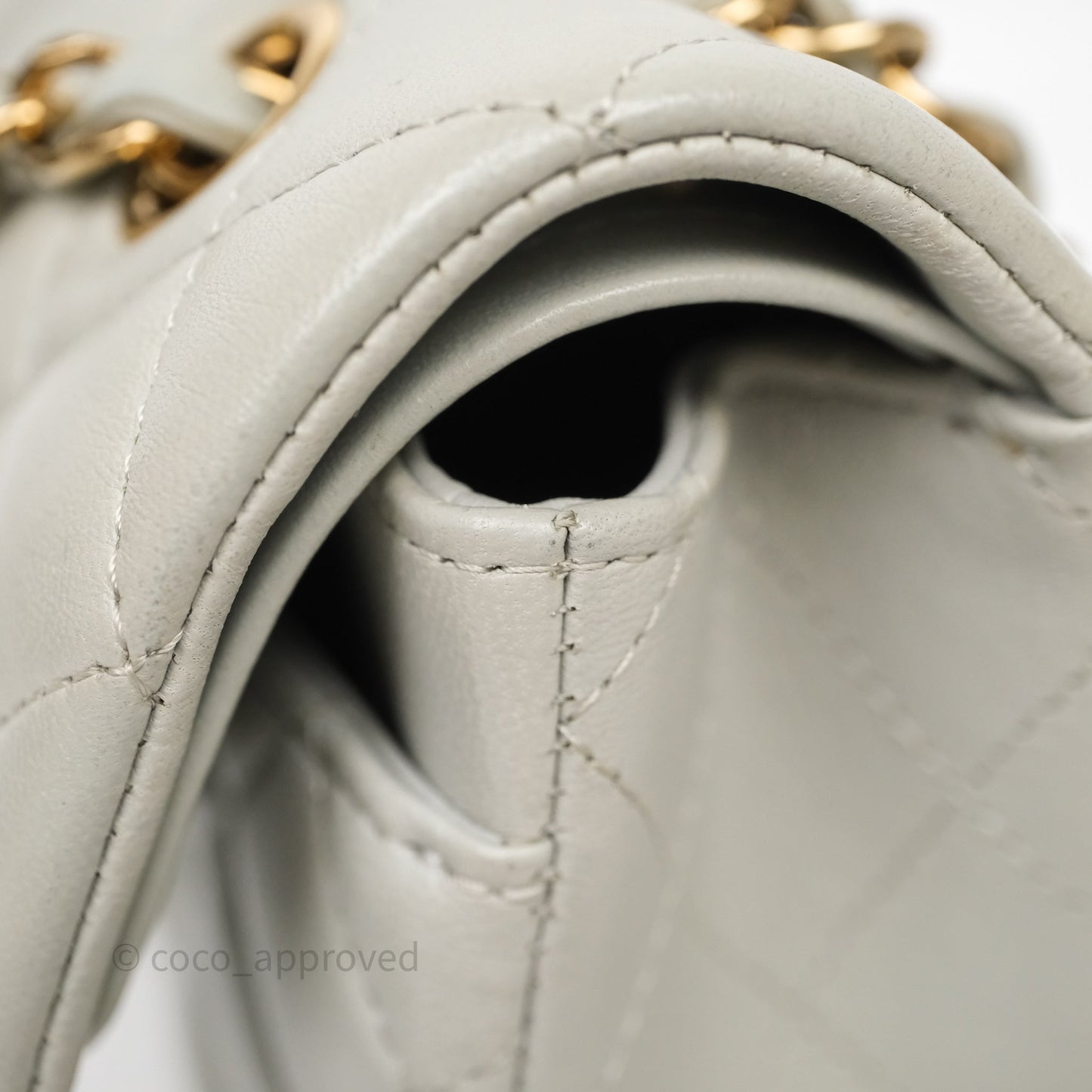 Chanel Small Classic Flap Quilted Grey Lambskin Gold Hardware
