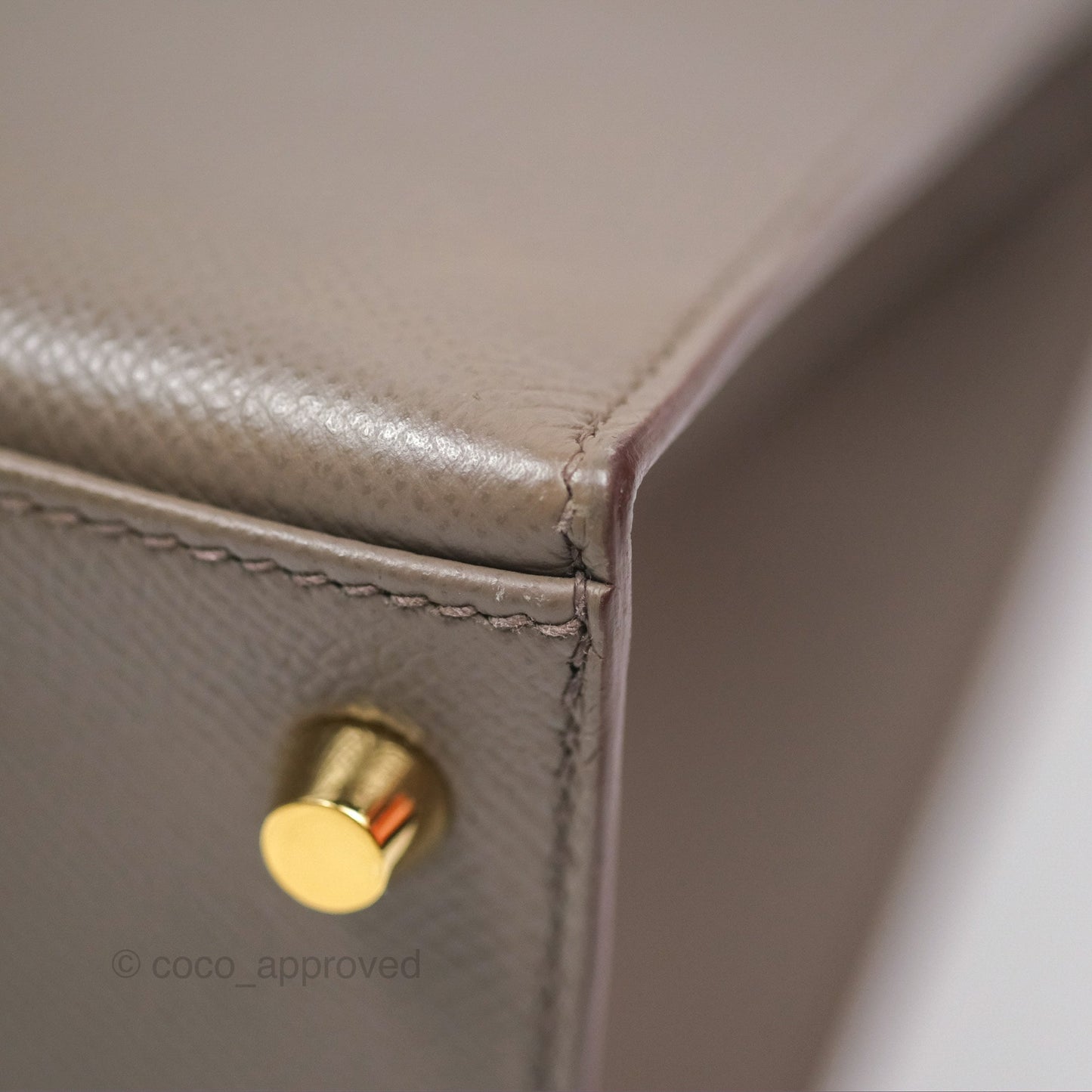 Hermès Kelly Sellier 28 Gris Etain 8F Epsom Gold Hardware