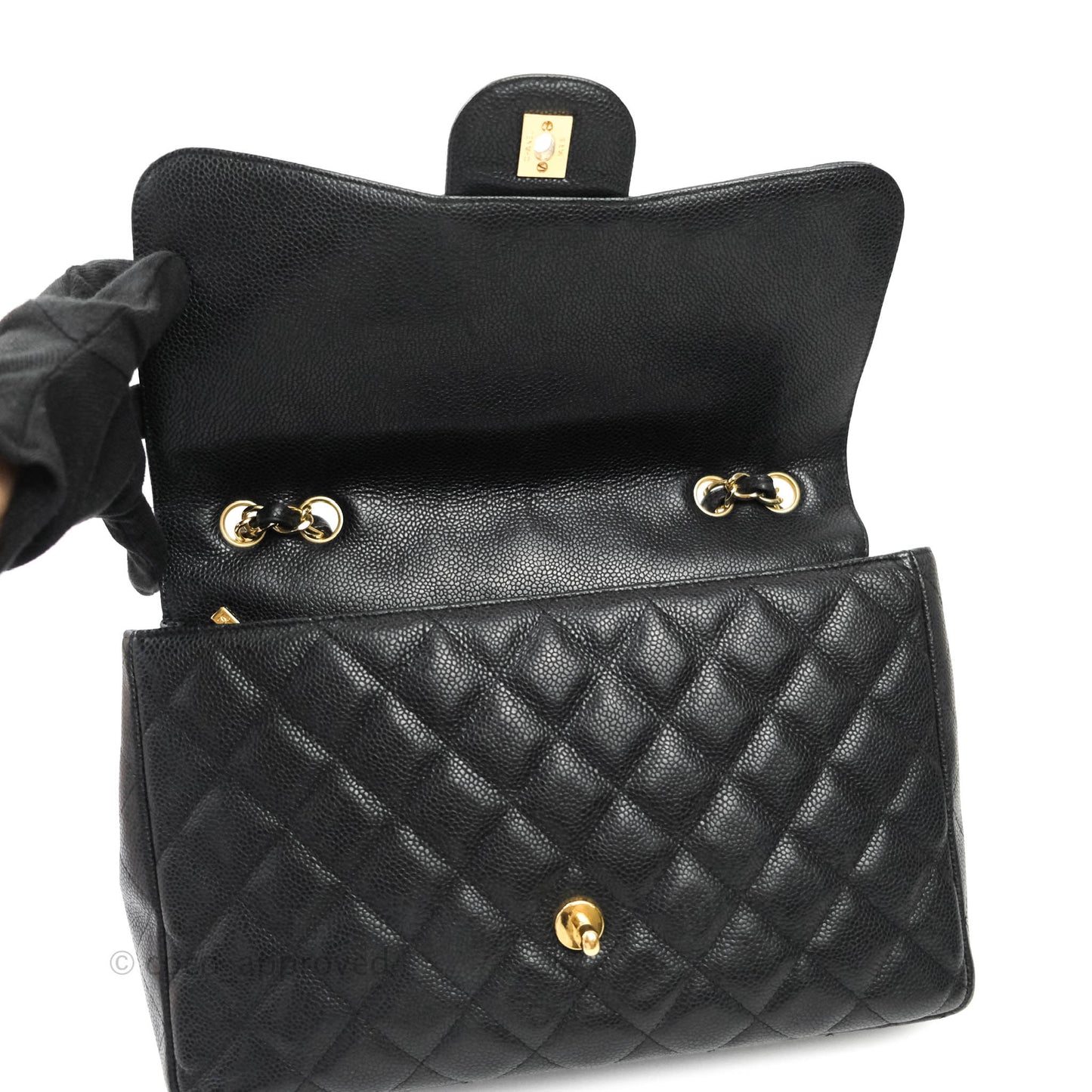 Chanel Classic Jumbo Single Flap Black Caviar 24K Gold Hardware⁣⁣