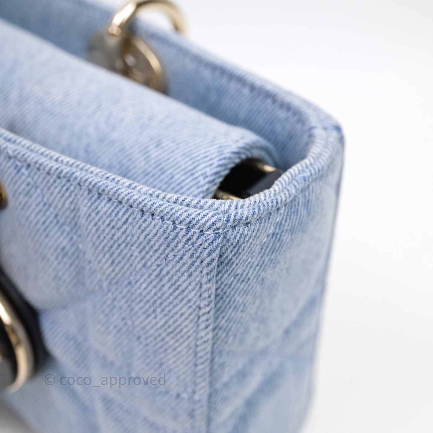 Christian Dior Medium Lady D-Joy Bag Denim Cannage Gold Hardware