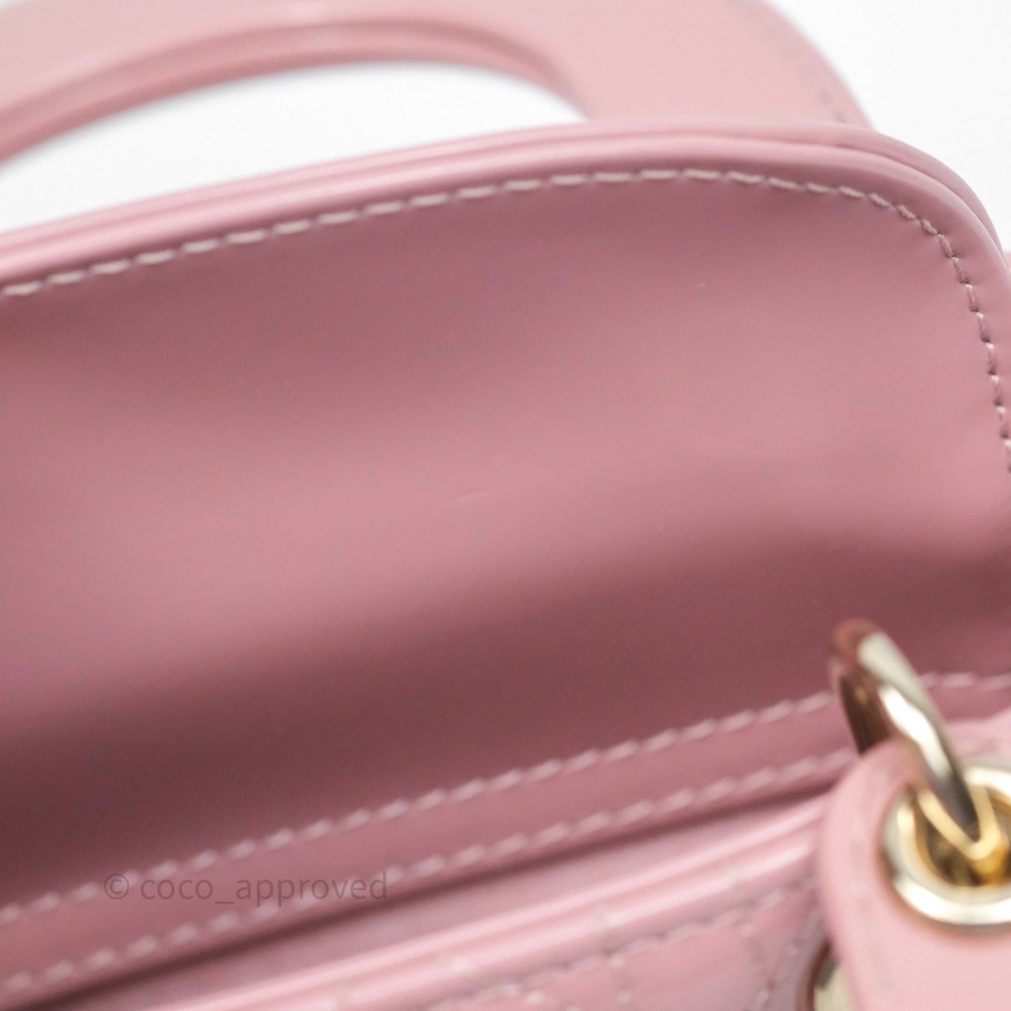 Christian Dior Micro Lady Dior Pink Patent Cannage Calfskin Gold Hardware
