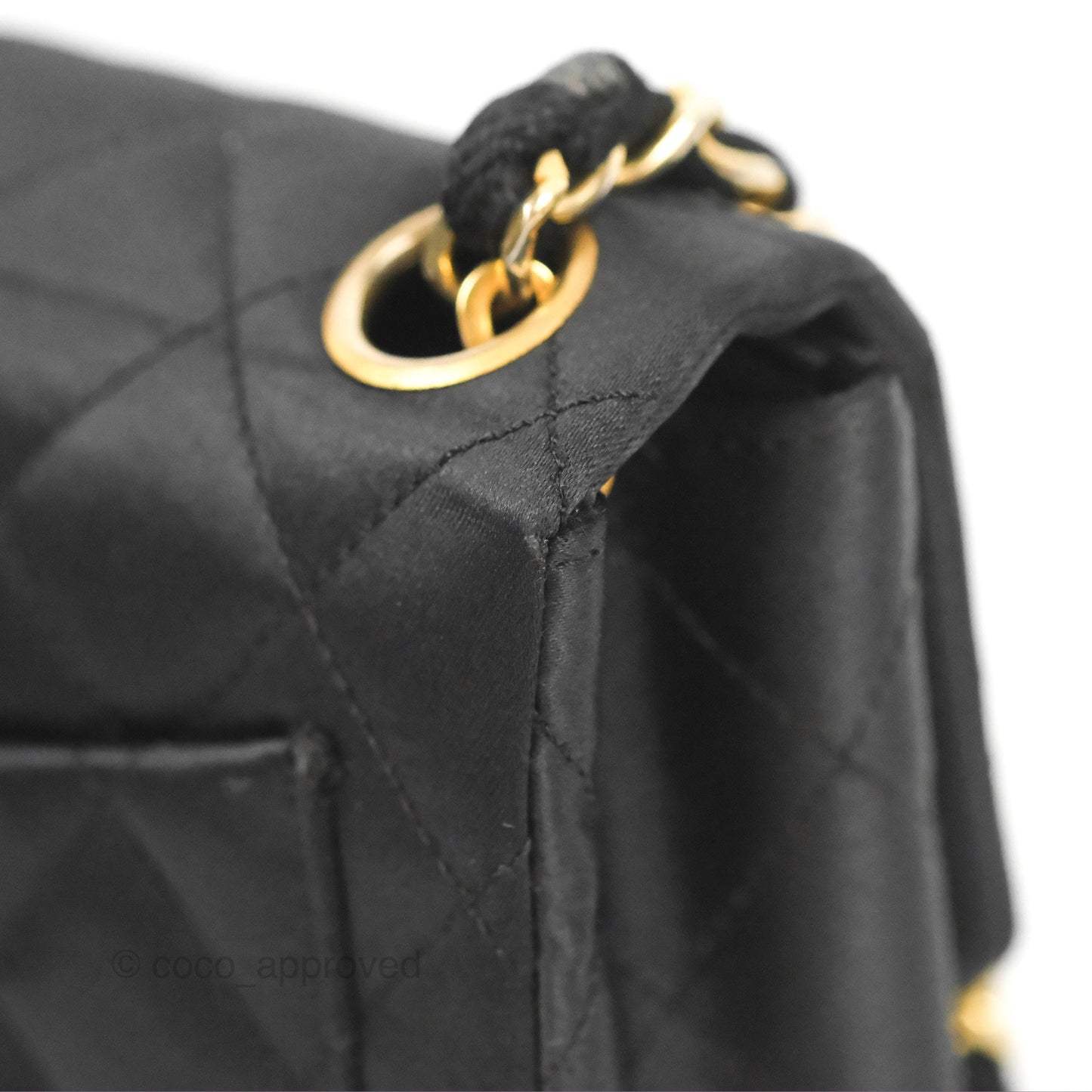 Chanel Mini Square Black Satin Gold Hardware