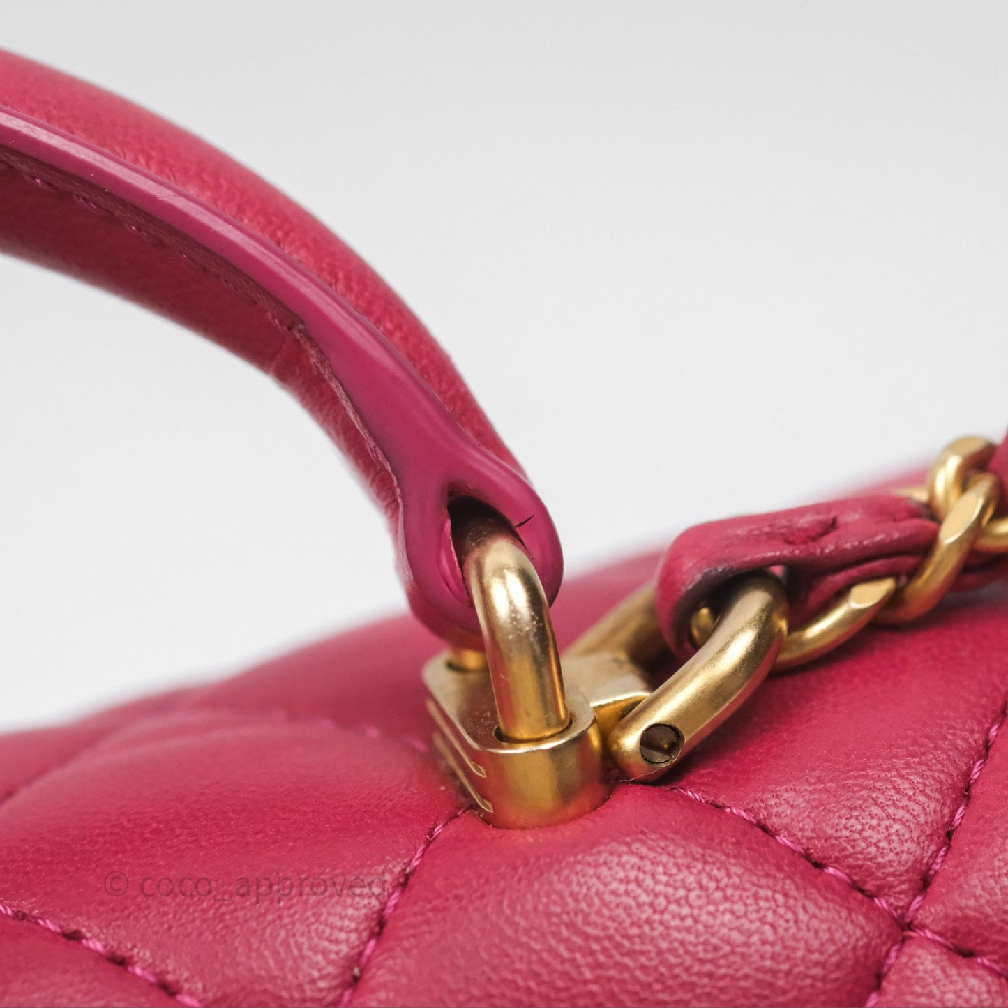 Chanel Top Handle Mini Rectangular Flap Red Lambskin Aged Gold Hardware