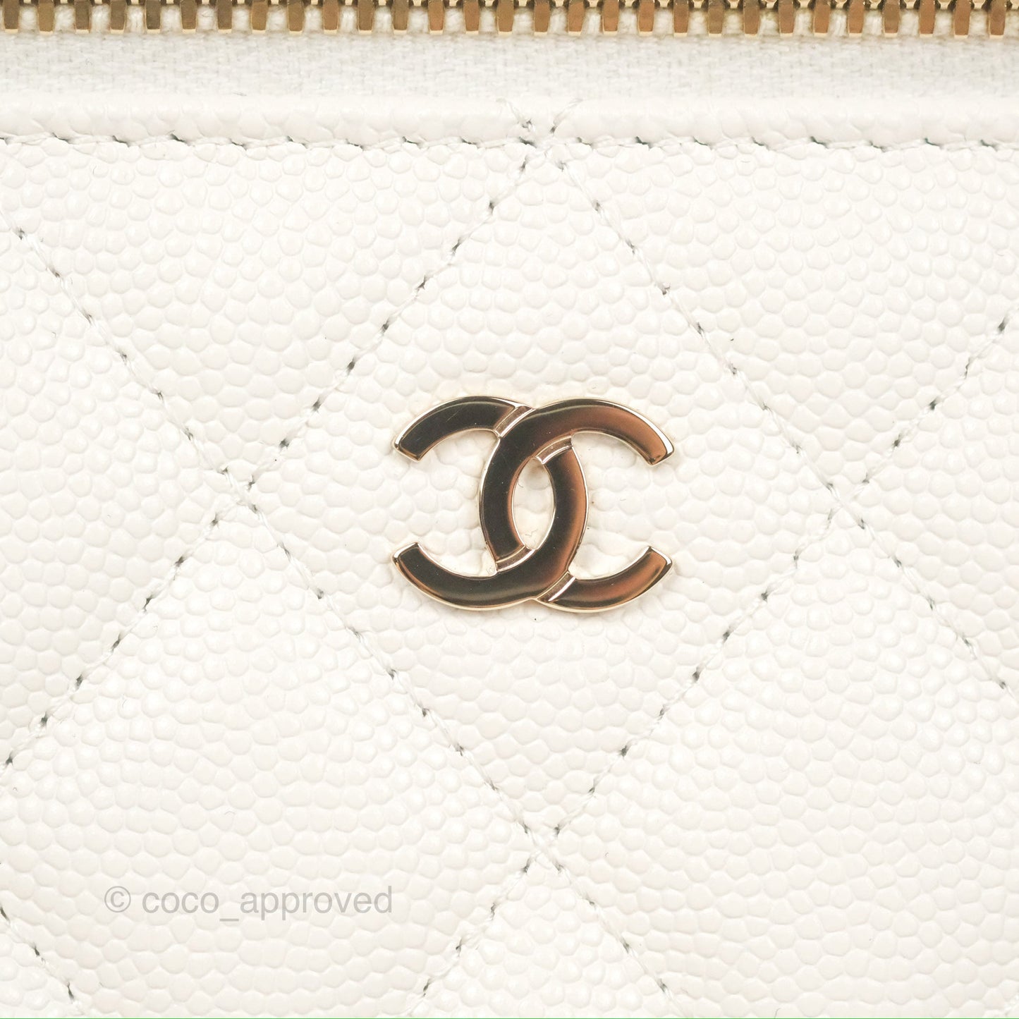 Chanel Classic Vanity Rectangular with Chain White Caviar Gold Hardware
