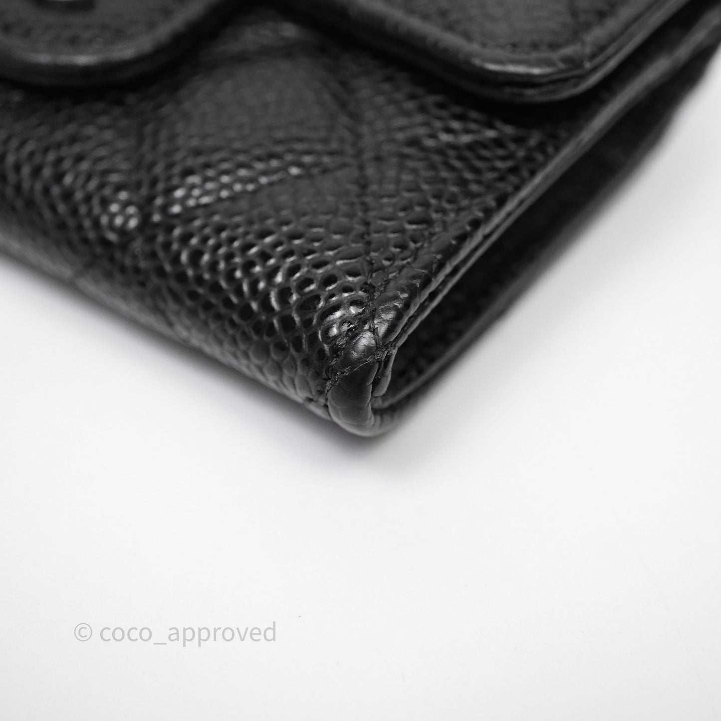 Chanel Classic Flap Black Caviar Card Holder Silver Hardware