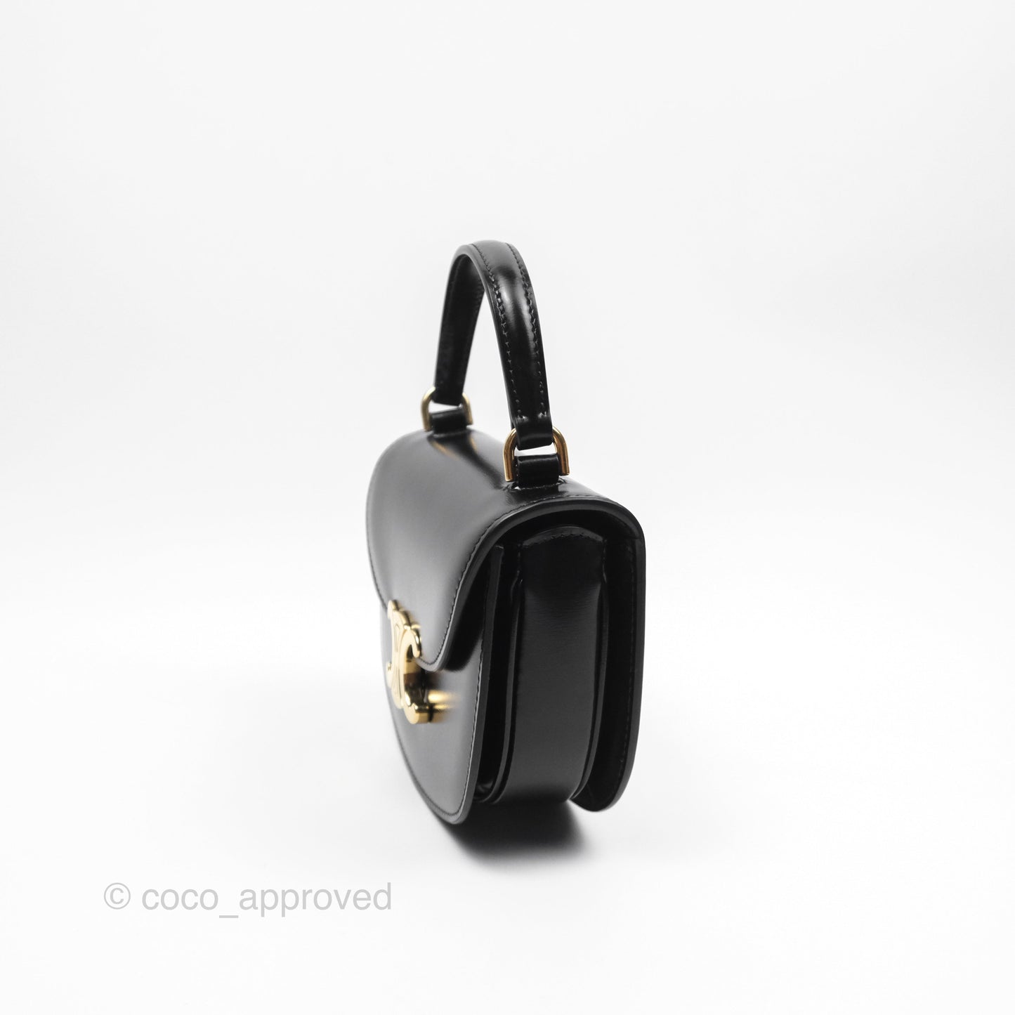 Celine Mini Besace Clea in Shiny Calfskin Black