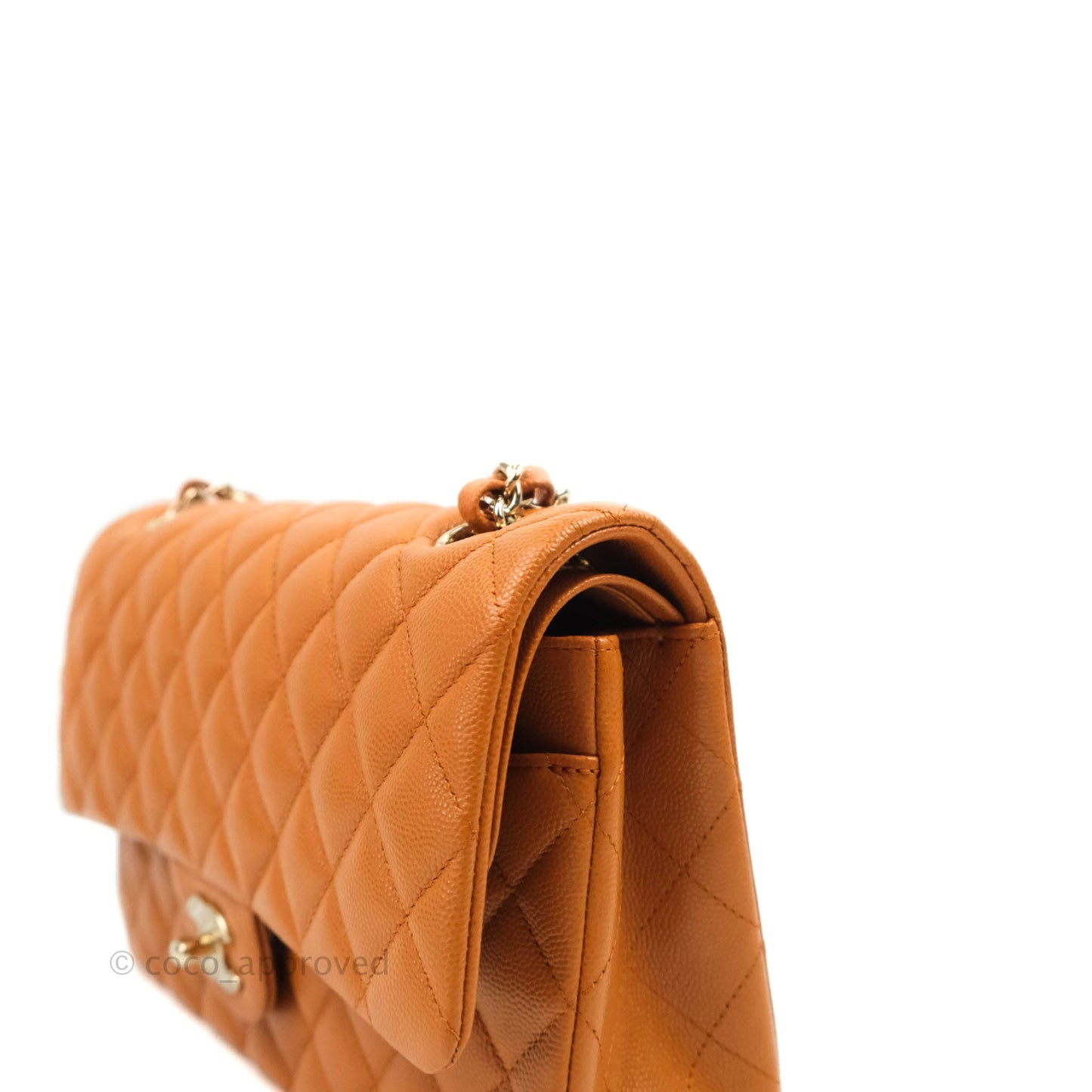 Chanel Classic M/L Medium Double Flap Caramel Caviar Gold Hardware 21A