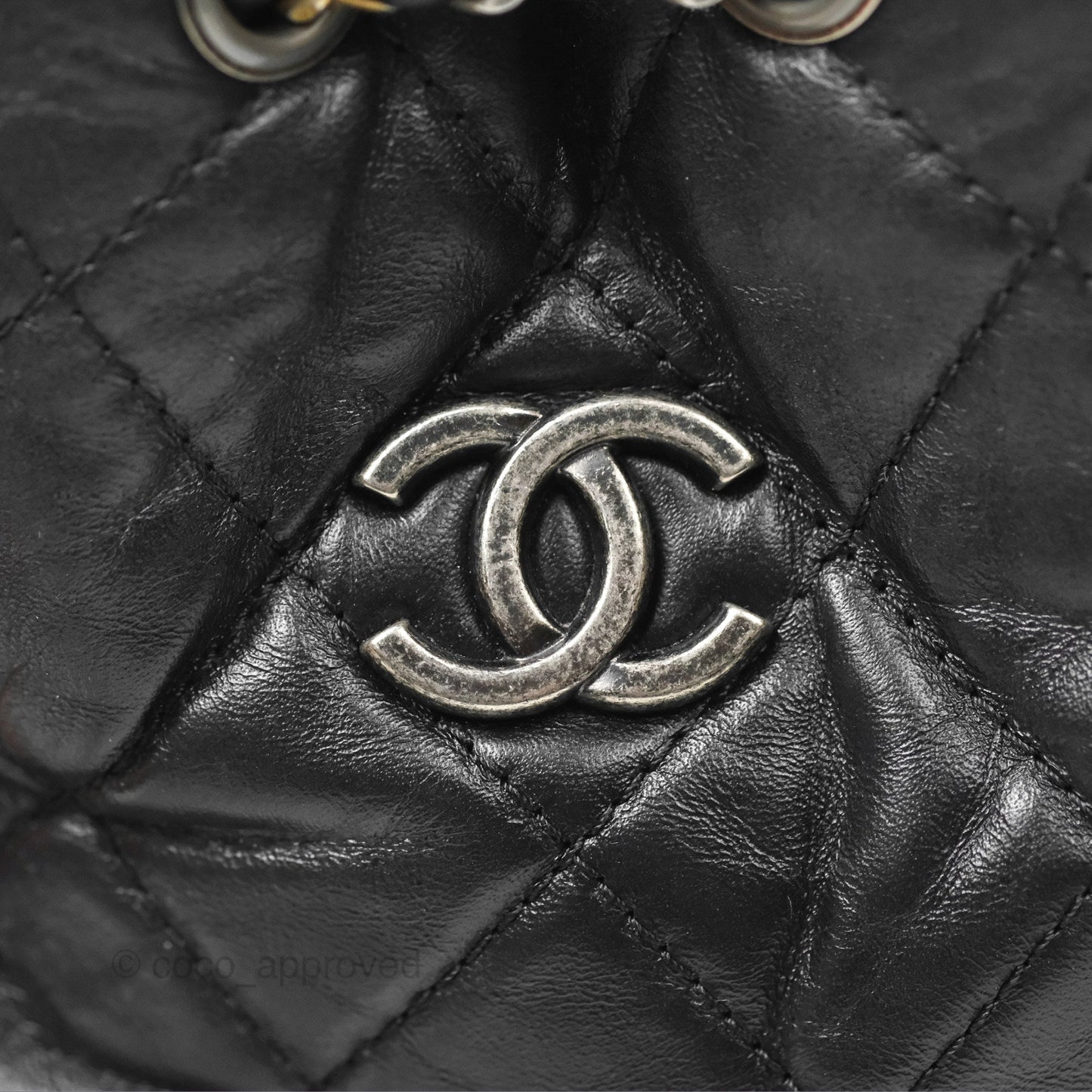 Chanel Small Gabrielle Backpack Quilted Black Aged Calfskin