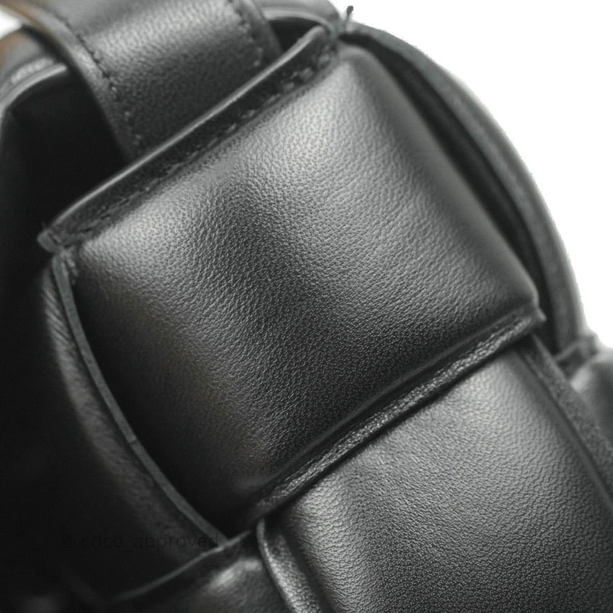 Bottega Veneta Padded Cassette Shoulder Bag Intrecciato Black Lambskin Gold Hardware