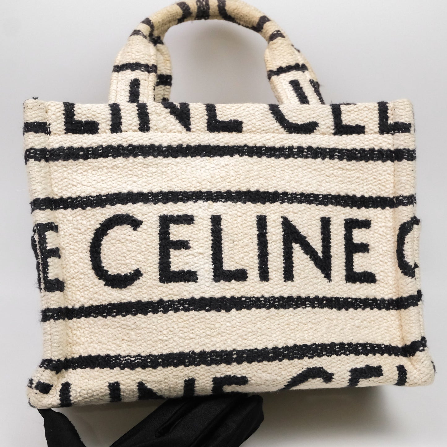 Celine Small Cabas Thais Textile with Celine All-Over White