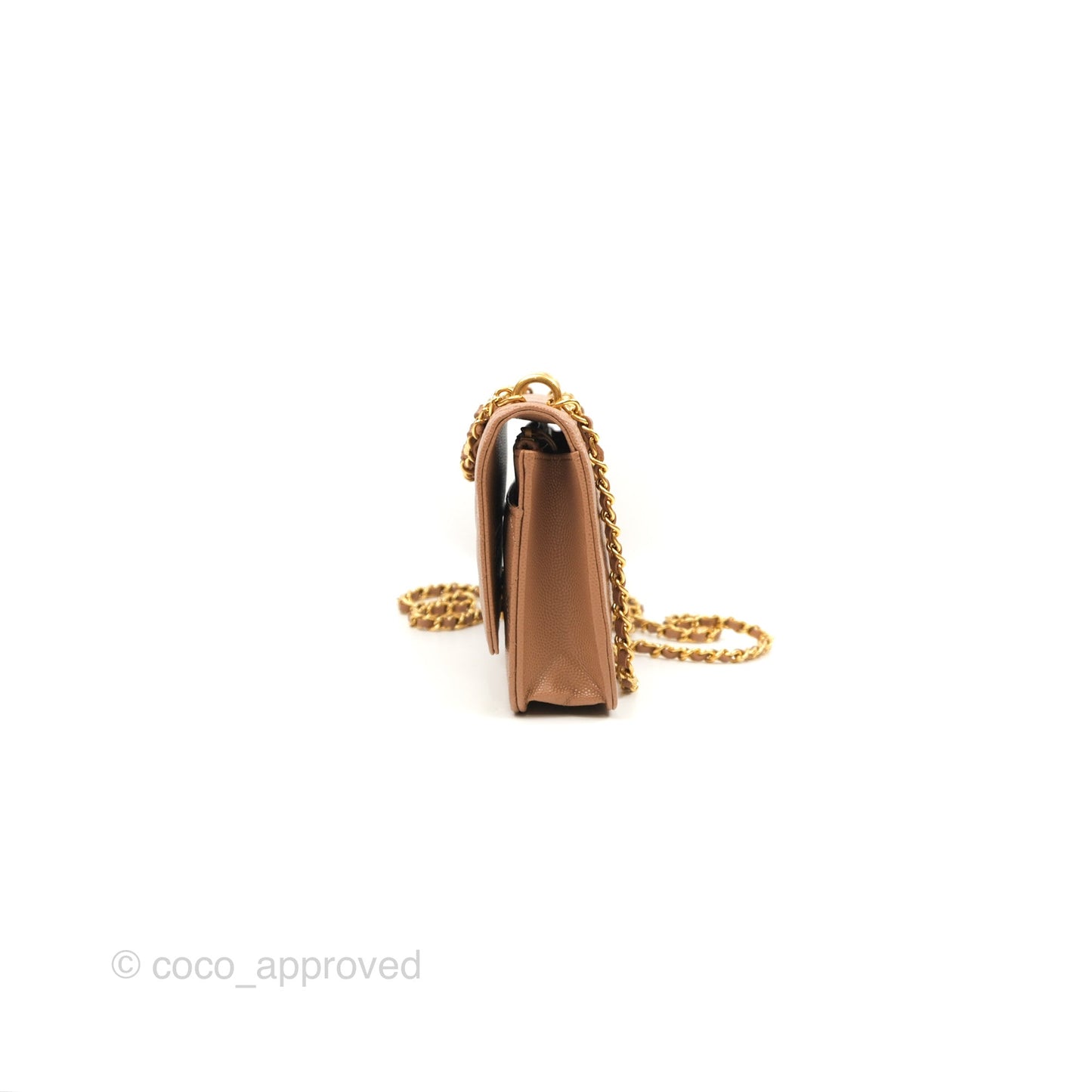 Chanel Coco First Wallet On Chain WOC Dark Beige Caviar Gold Hardware 22K