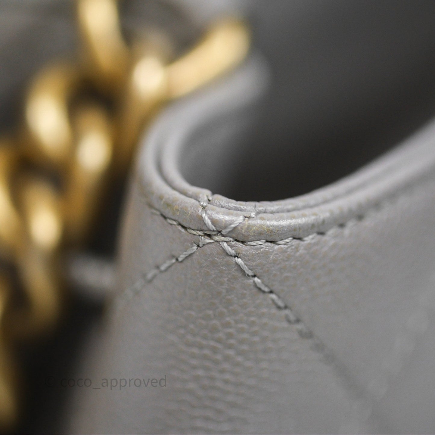 Chanel Drawstring Bucket Bag Grey Grained Calfskin Aged Gold Hardware