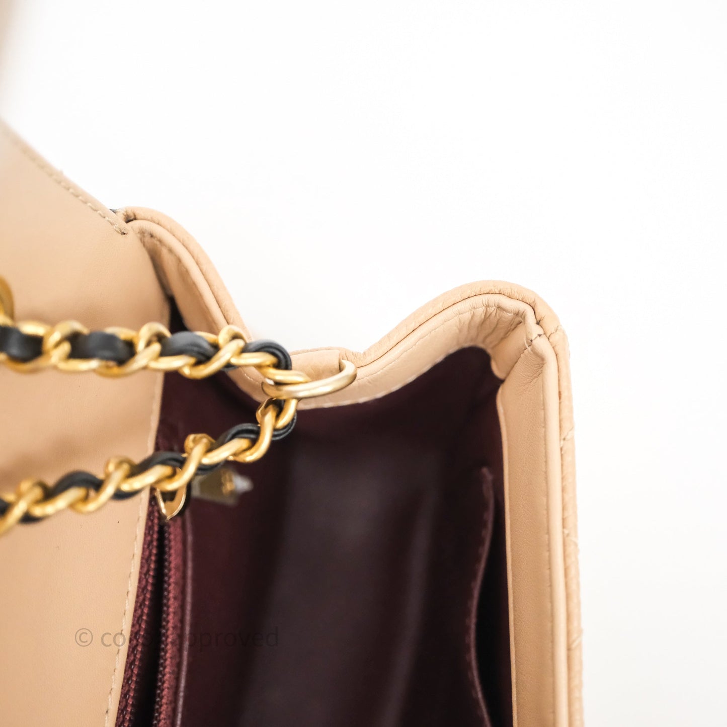Chanel Small CC Filigree Flap Quilted Beige Black Caviar
